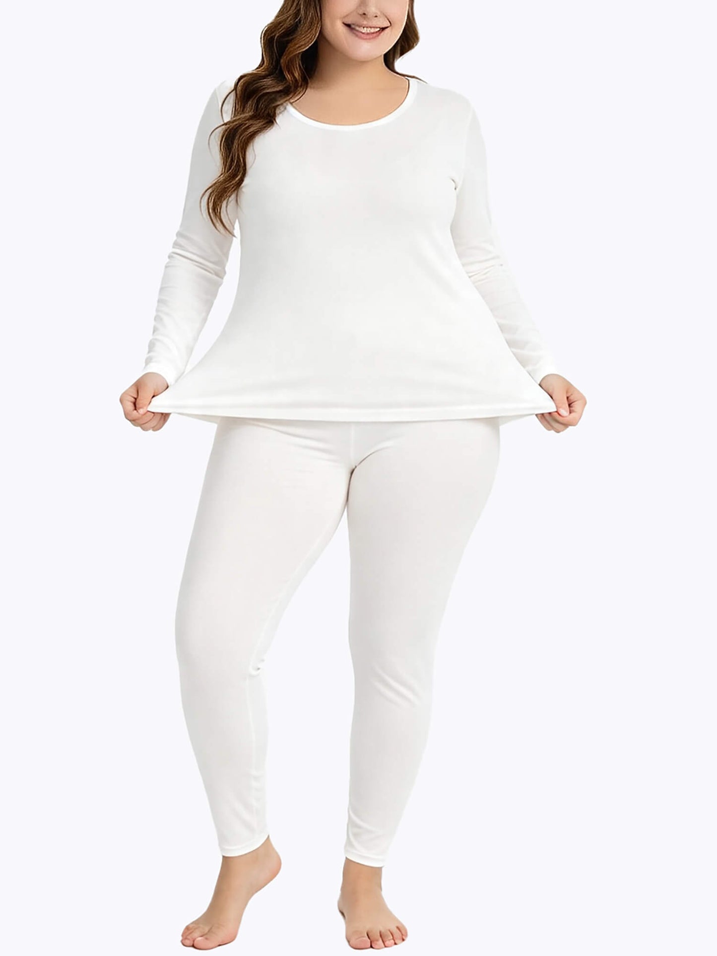 MANIFIQUE Plus Size Thermal Underwear for Women Long Johns Base Layer Top and Bottom Sets XL-5XL