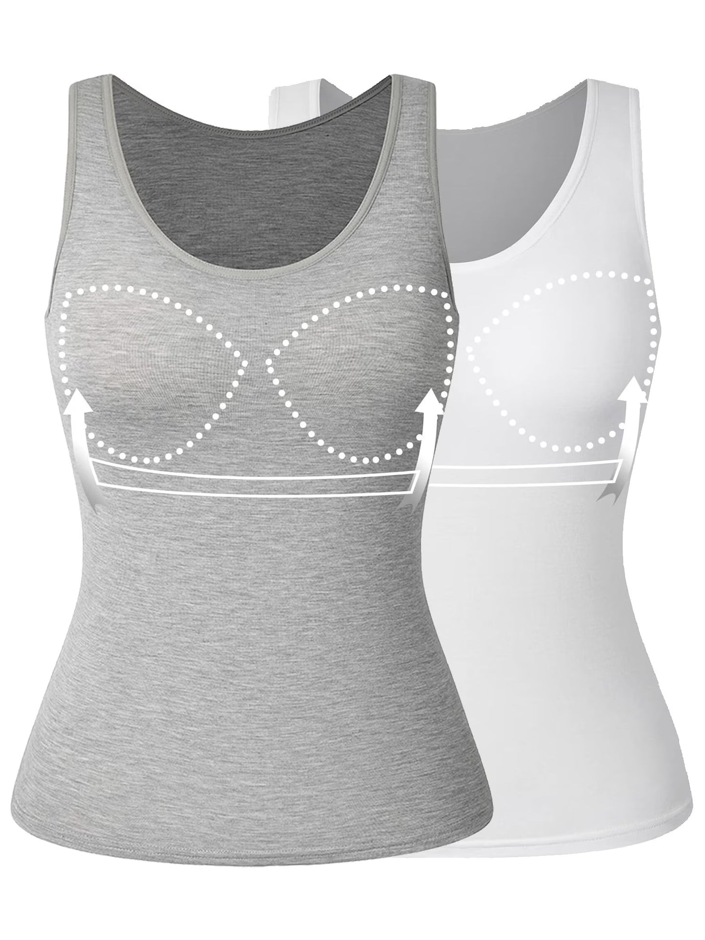 COMFREE Camisole with Built in Bra for Women Plus Size Tank Tops Wide Strap Tops(S-3XL)