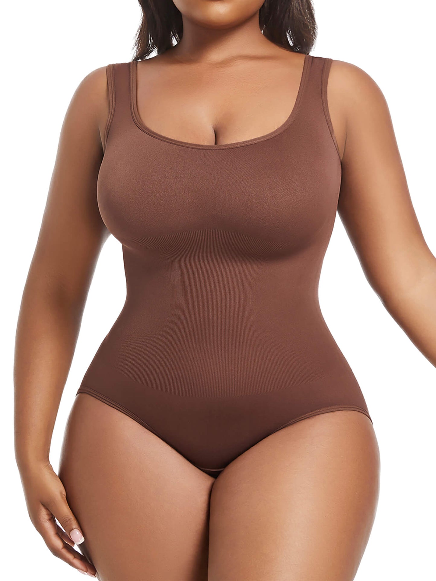 MANIFIQUE Plus Size Women's Seamless Shapewear Bodysuit Tummy Control Body Shaper Waist Snatching Body Suit