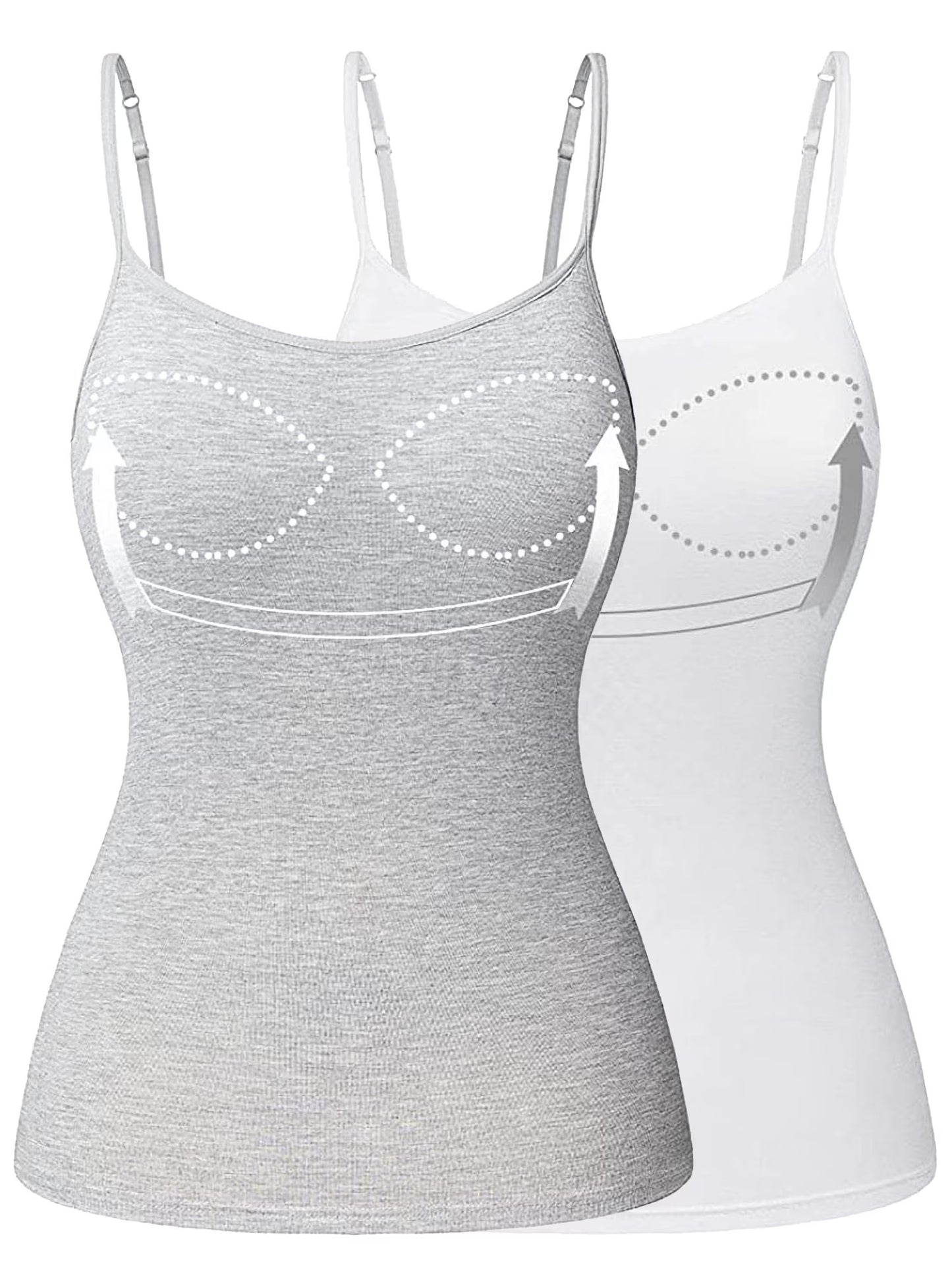 COMFREE Camisole with Built in Bra for Women Plus Size Tank Tops Wide Strap Tops(S-3XL)