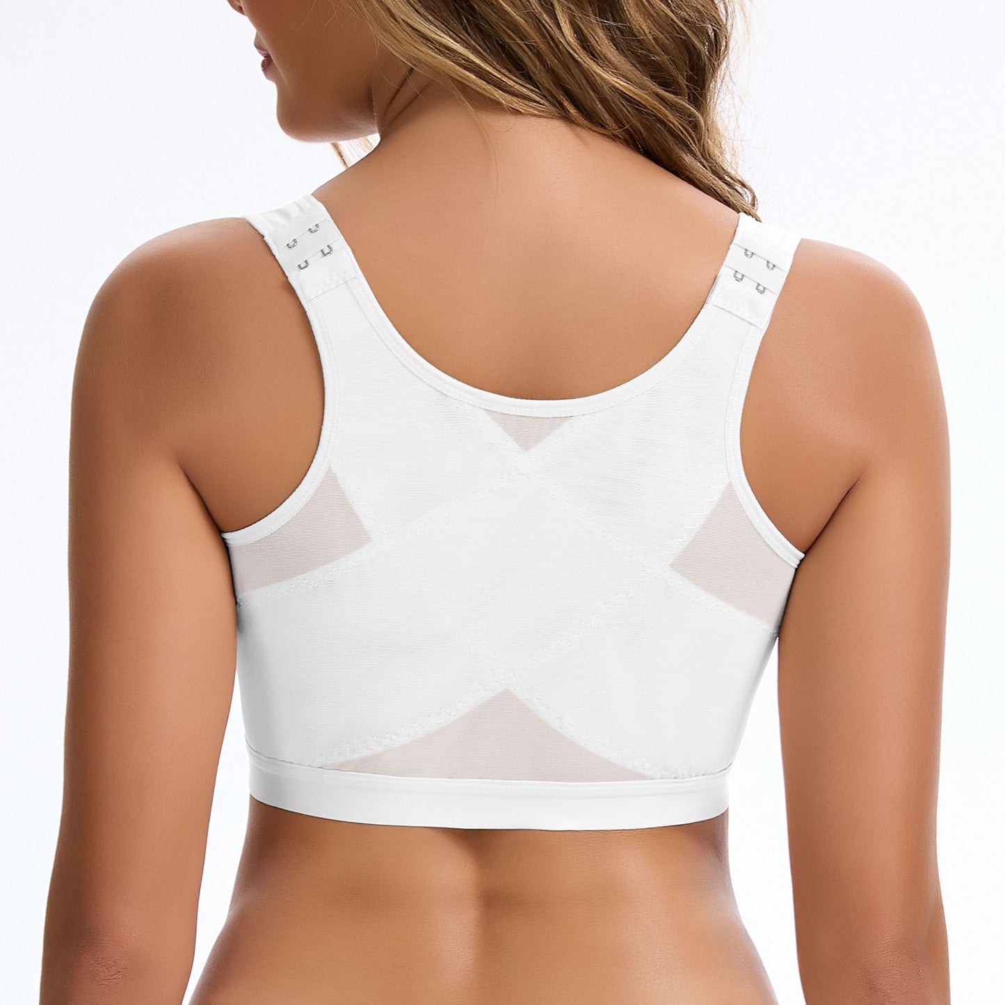 Vaslanda Front Closure Compression Bra for Women Post Surgery Recovery Support Bra with Adjustable Straps Breast Augmentation Mastectomy Bra