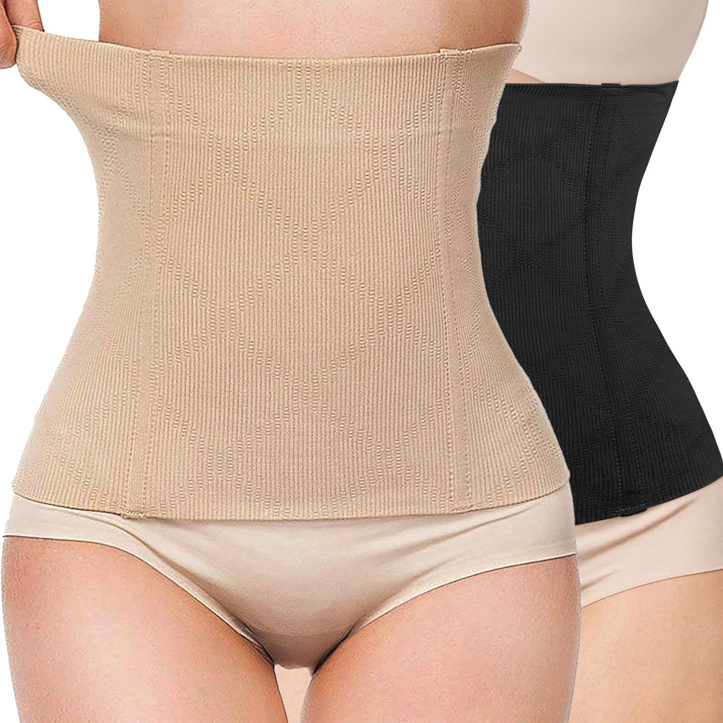 MANIFIQUE 2 Packs Waist Trainer for Women Tummy Control Postpartum Recovery Belt Waist Cincher Body Shaper
