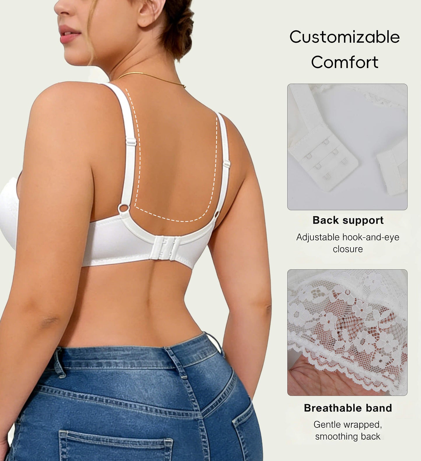 Minimizer Bras for Women Full Coverage Plus Size Bras Lifting Floral Lace Bra for Heavy Breast