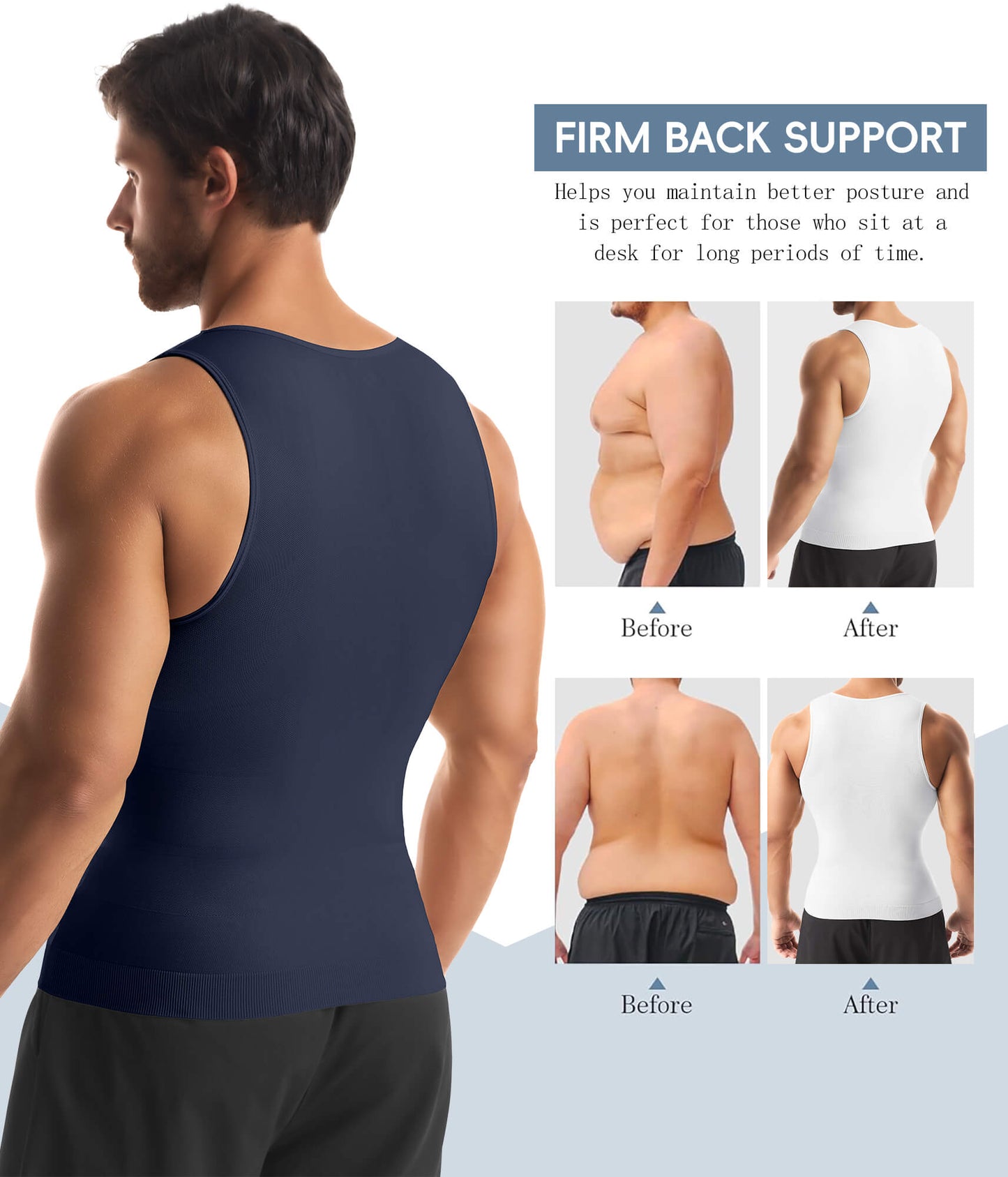 MANIFIQUE Gynecomastia Compression Shirts for Men, Tank Top Body Shaper, Fajas para Hombres, Slimming Undershirt