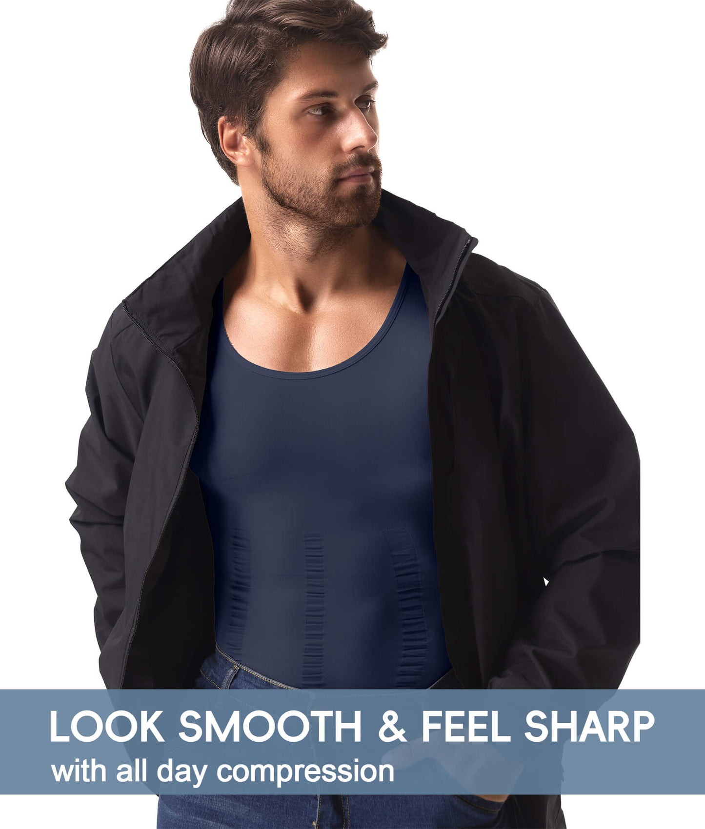 MANIFIQUE Gynecomastia Compression Shirts for Men, Tank Top Body Shaper, Fajas para Hombres, Slimming Undershirt