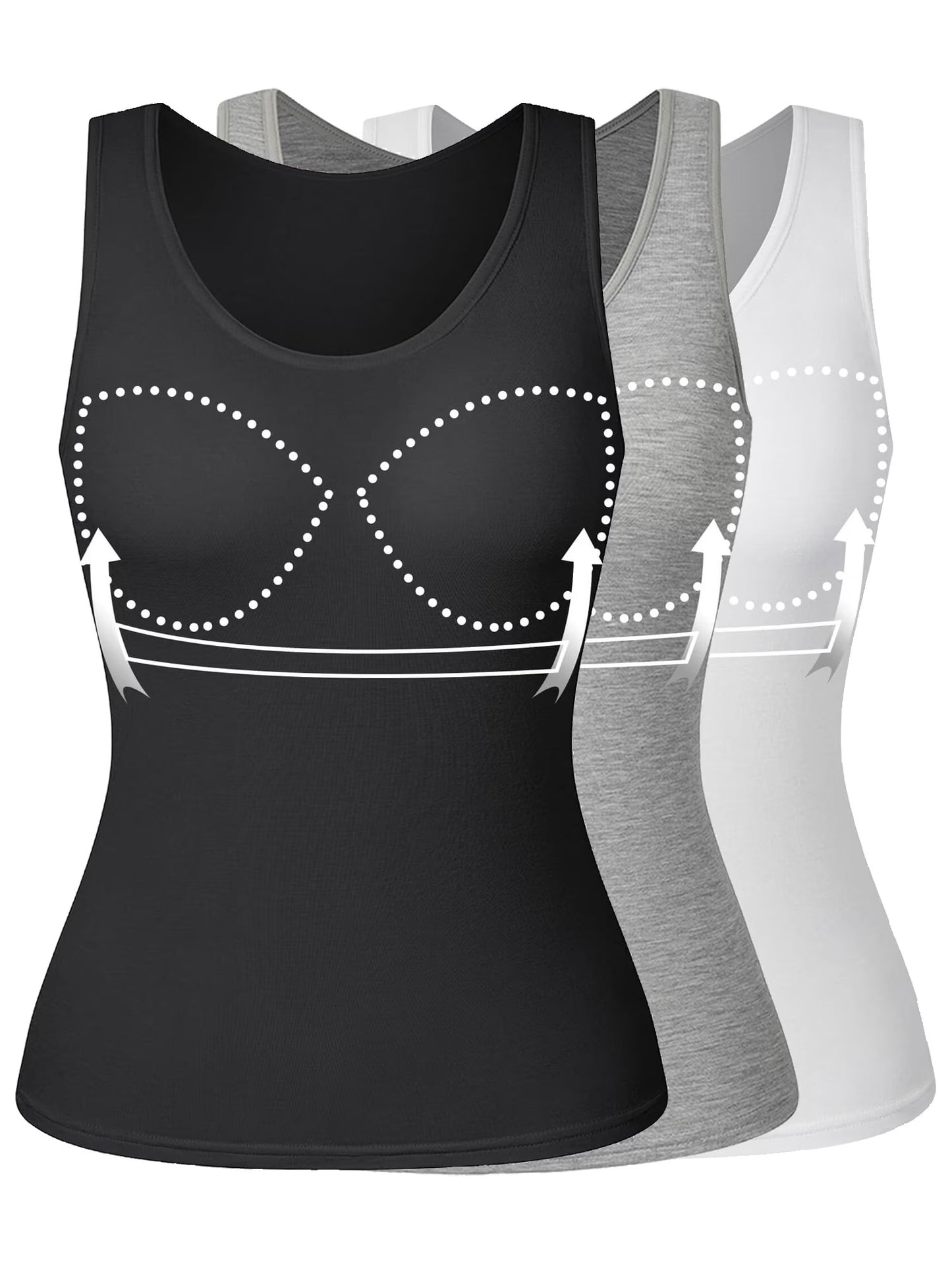 COMFREE Camisole with Built in Bra for Women Plus Size Tank Tops Wide Strap Tops(S-3XL)