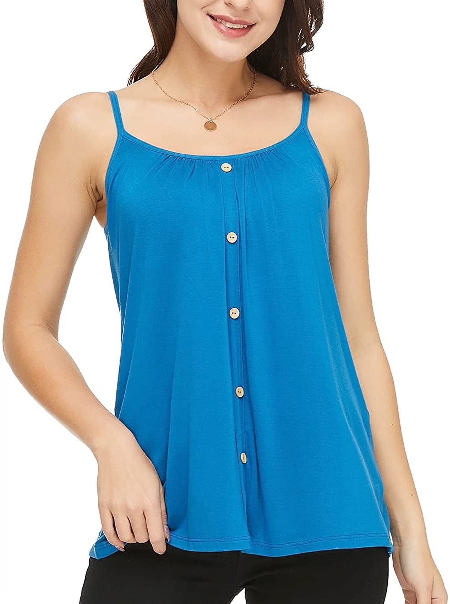 COMFREE Women's Camisole with Built in Bra Plus Size Tank Top Cami Flowy Casual Tops with Adjustable Strap (S-4XL)