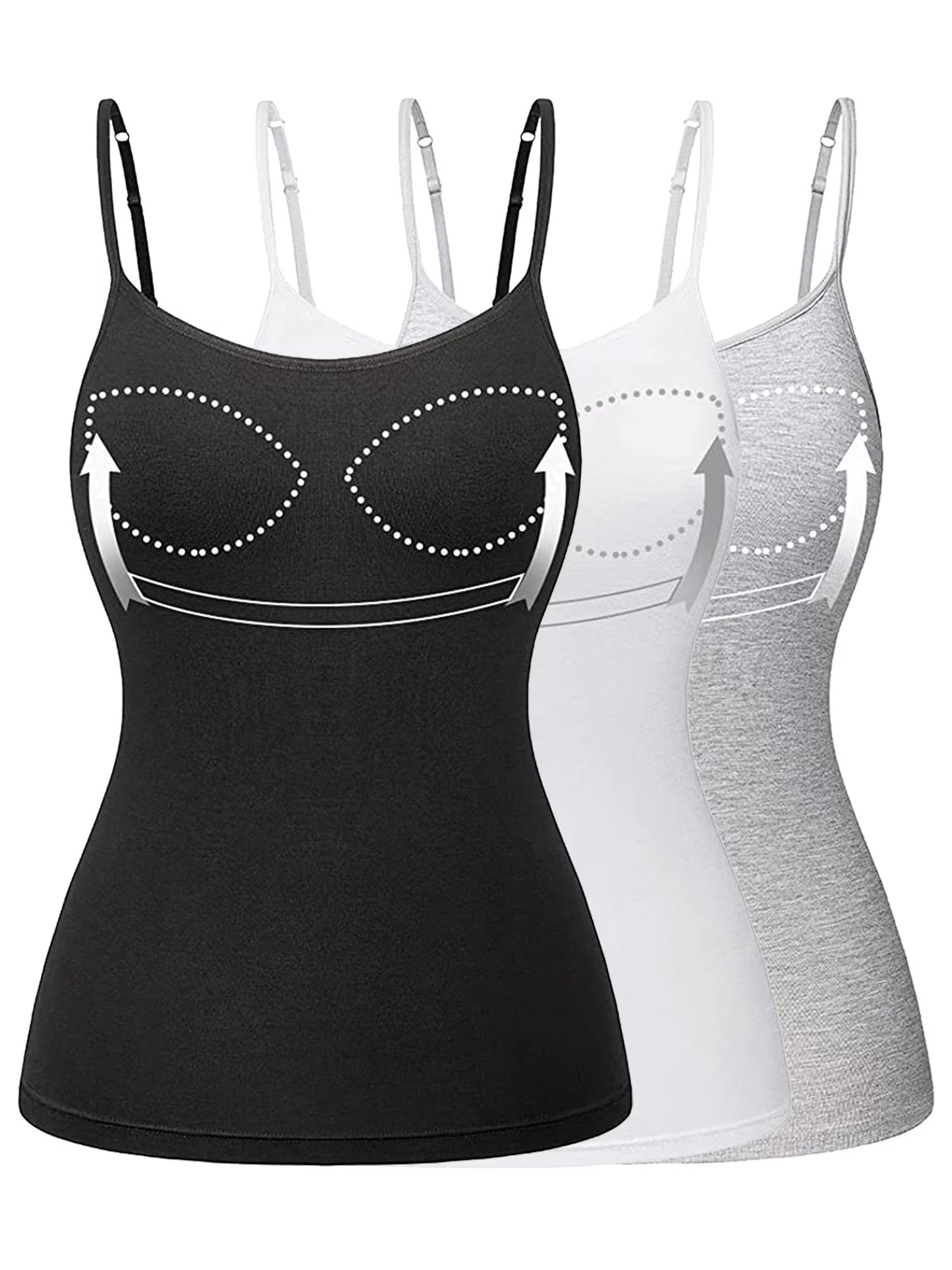 COMFREE Camisole with Built in Bra for Women Plus Size Tank Tops Wide Strap Tops(S-3XL)