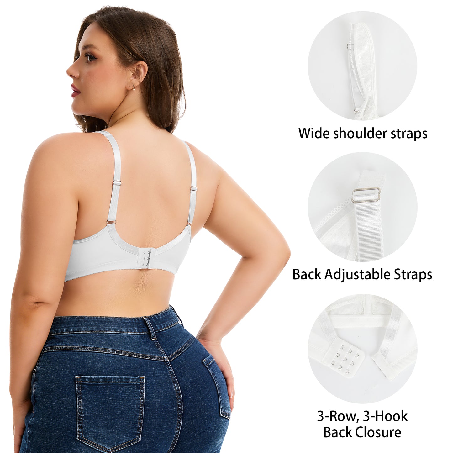 Vaslanda Women's Plus Size Full Coverage Bra Wireless Minimizer Bra No Underwire Comfort Everyday Bra for Full Figure XL-4XL