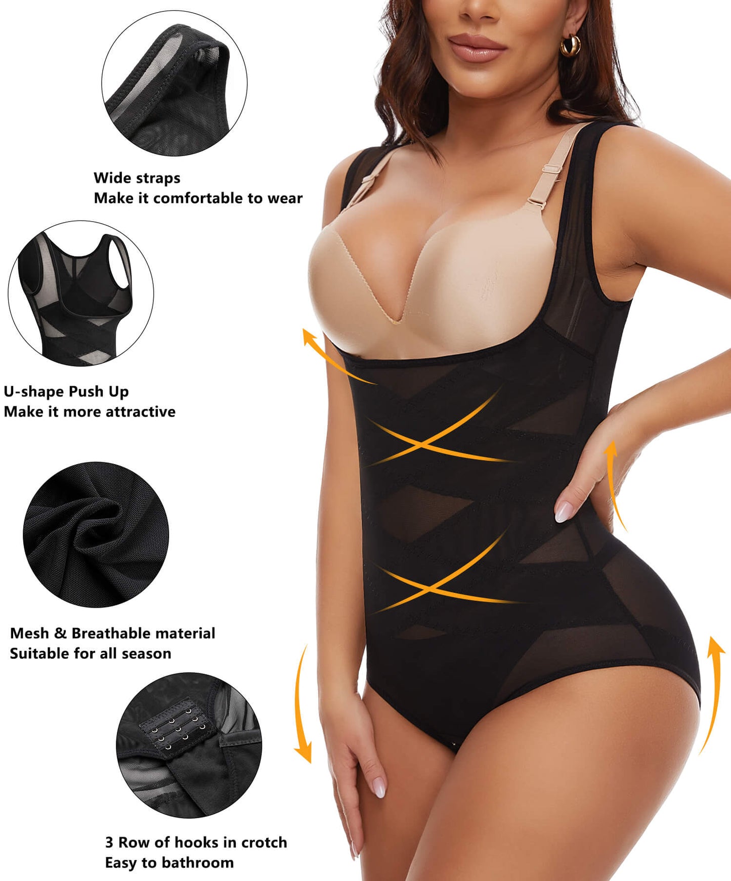 MANIFIQUE 2 Packs Shapewear Bodysuit for Women Tummy Control Butt Lifter Panty Hi-Waist Trainer Stomach Body Shaper Slimming Girdles