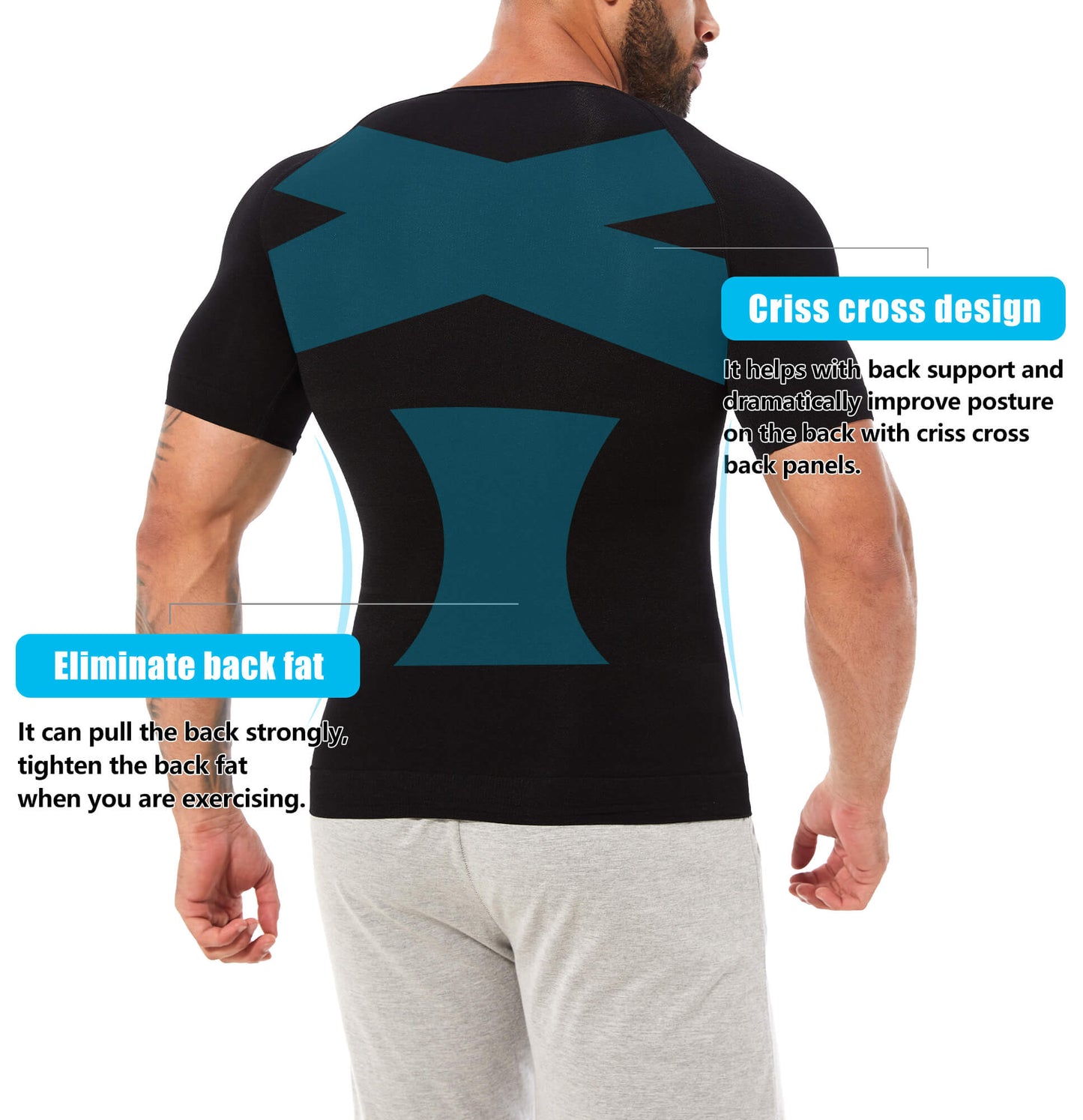 MANIFIQUE Gynecomastia Compression Shirts for Men, Shapewear Slimming Body Shaper Undershirt, V-Neck Baselayer T-Shirt Workout