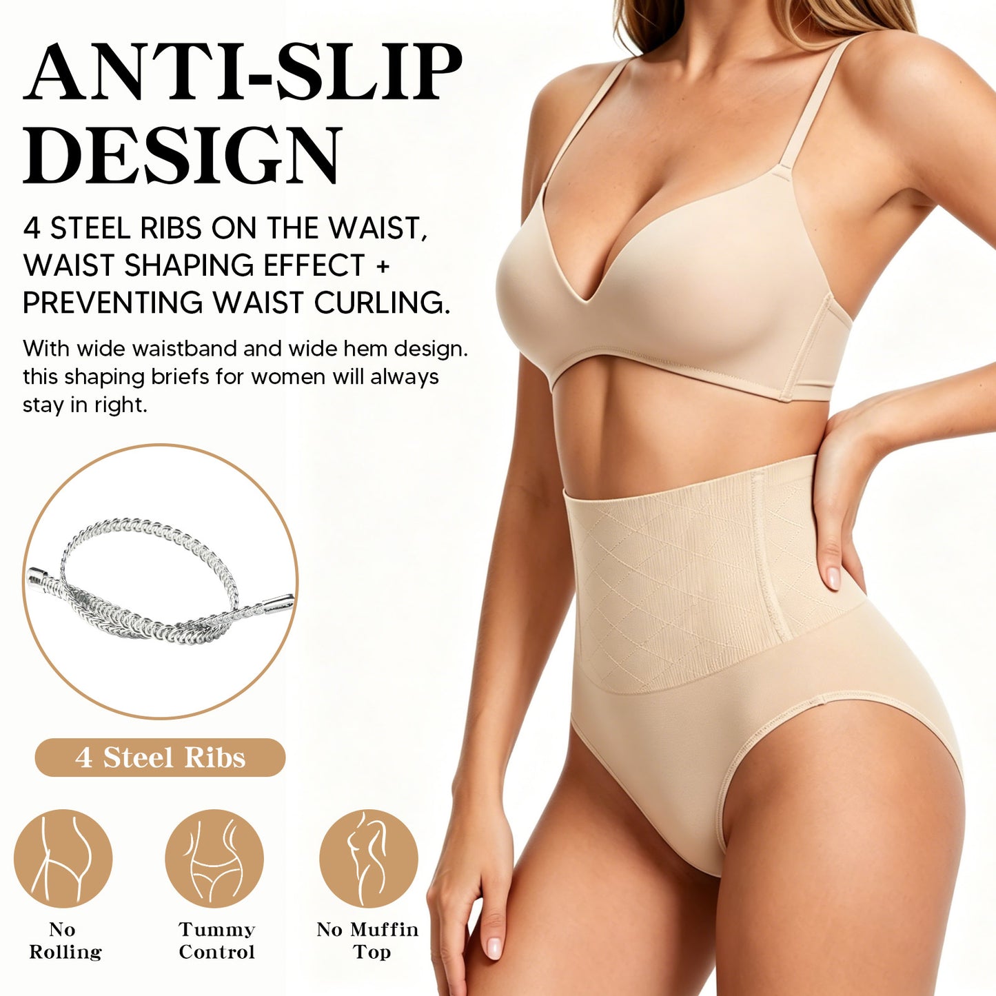Vaslanda 2-Pack Thong Shapewear Tummy Control Underwear for Women Seamless Body Shaper Panties