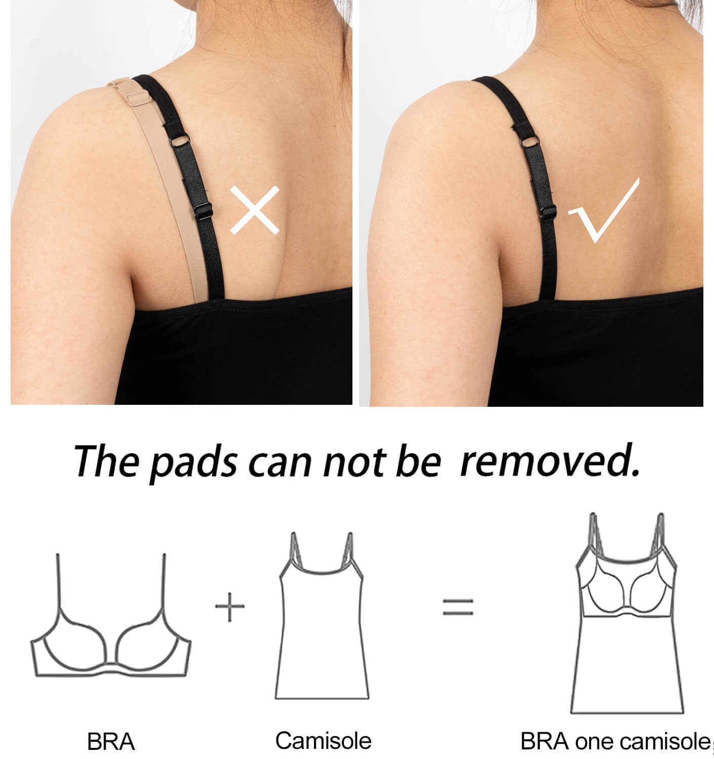 VASLANDA Tank Tops with Built in Bra for Women Adjustable Spaghetti Strap Cami Sleeveless Summer Tops