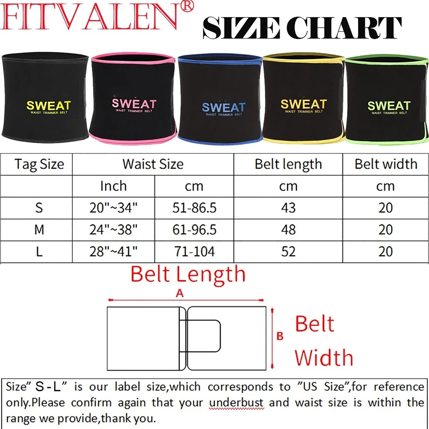 FITVALEN Sweat Waist Trimmer for Women Premium Tummy Control Girdle Neoprene Ab Belt Sauna Suit