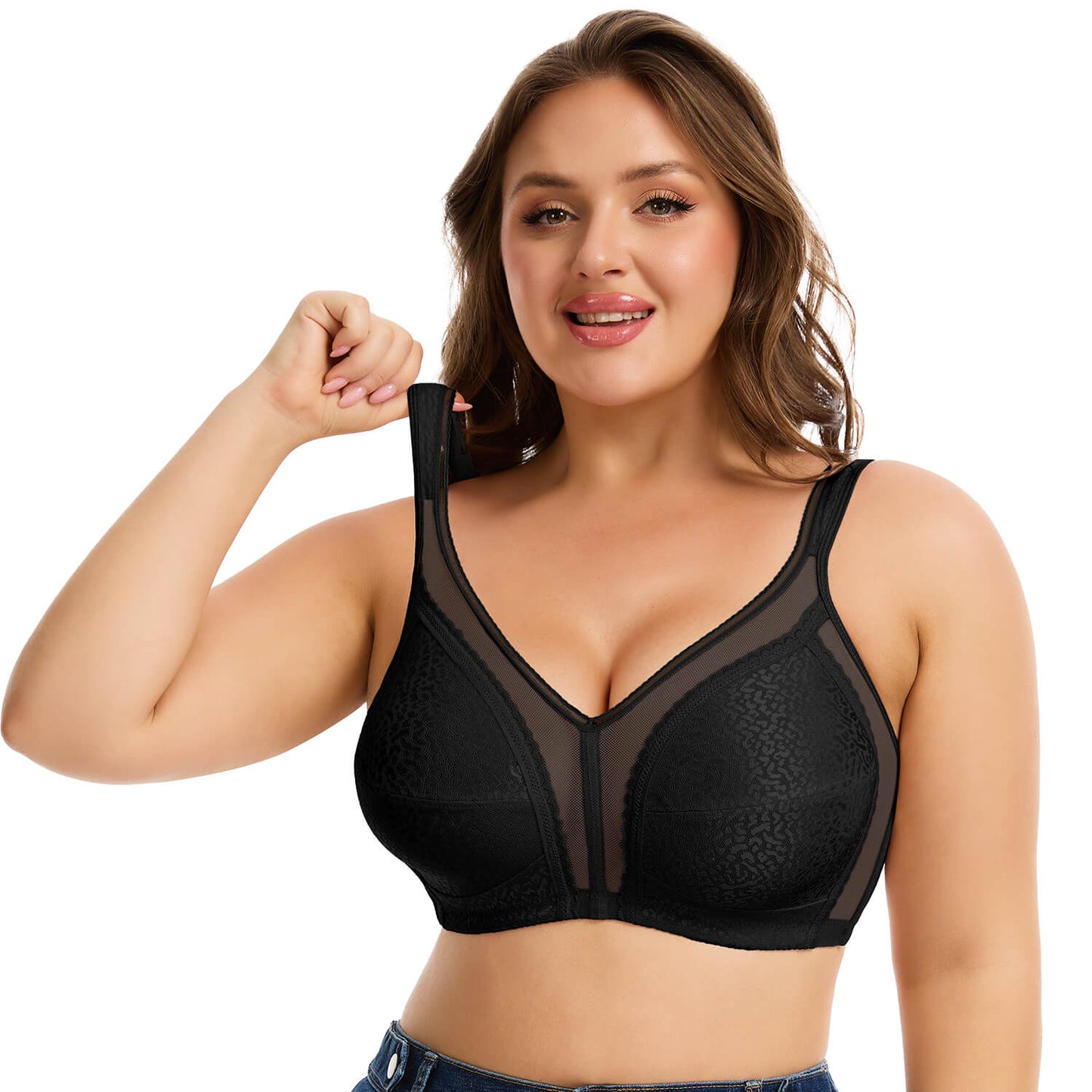 MANIFIQUE Women's Full Figure Minimizer Bras Comfort Large Busts Wire-Free Non Padded Plus Size Bra