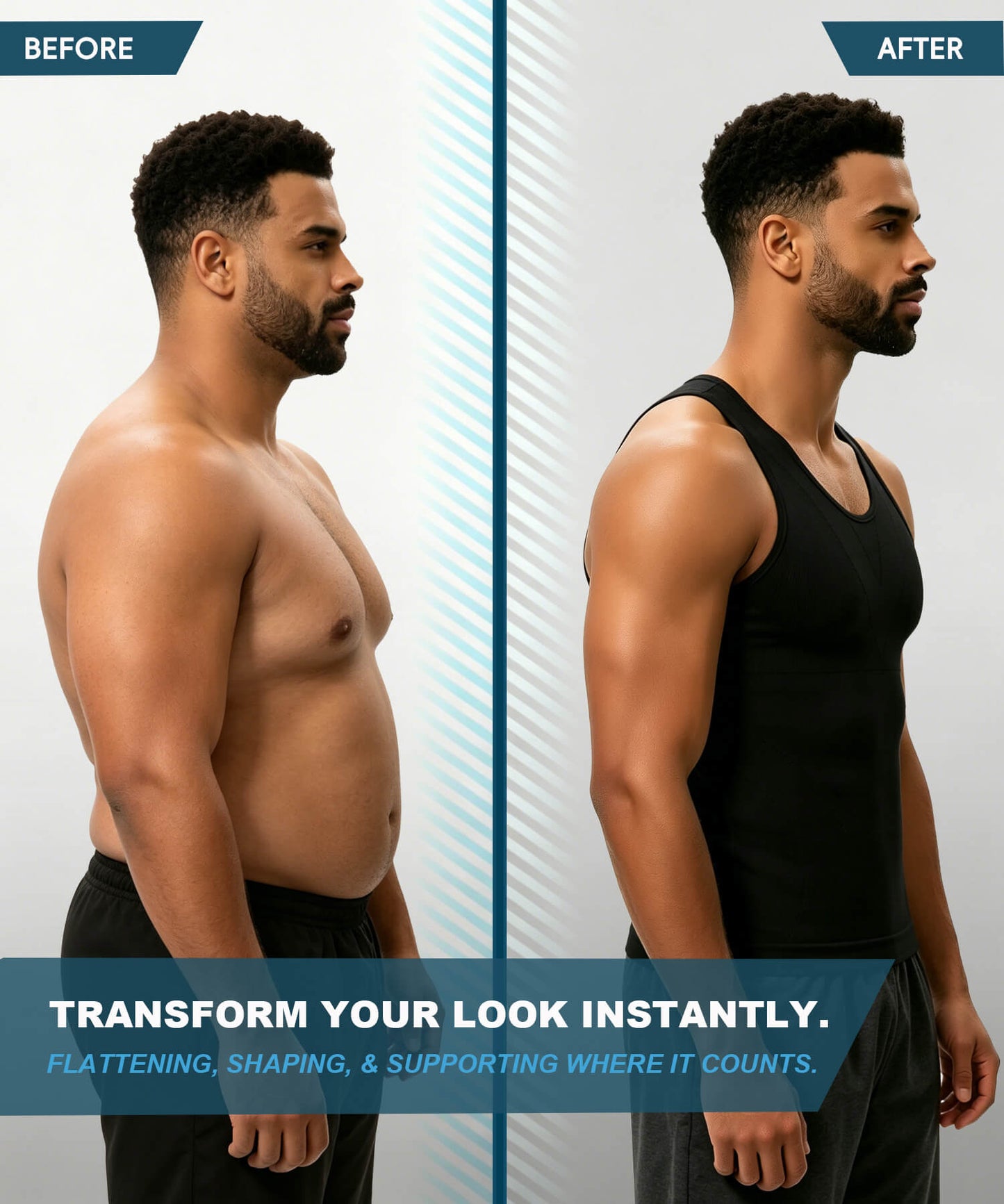 MANIFIQUE Gynecomastia Compression Shirts for Men - Sleeveless Slimming Undershirts Body Shaper Workout Tank Top