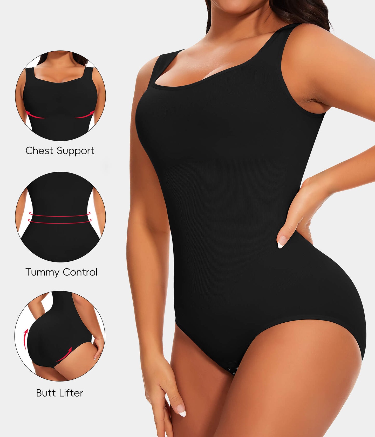 MANIFIQUE 2 Piece Shapewear Bodysuit for Women Tummy Control Slim Fit Sleeveless Round Neck Body Suit