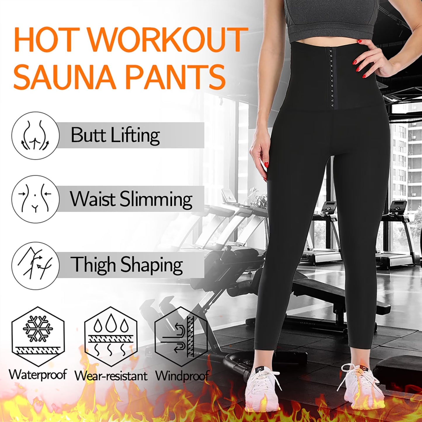 COMFREE Sauna Sweat Suit for Women High Waist Compression Leggings Waist Trainer Body Shaper Sauna Suit