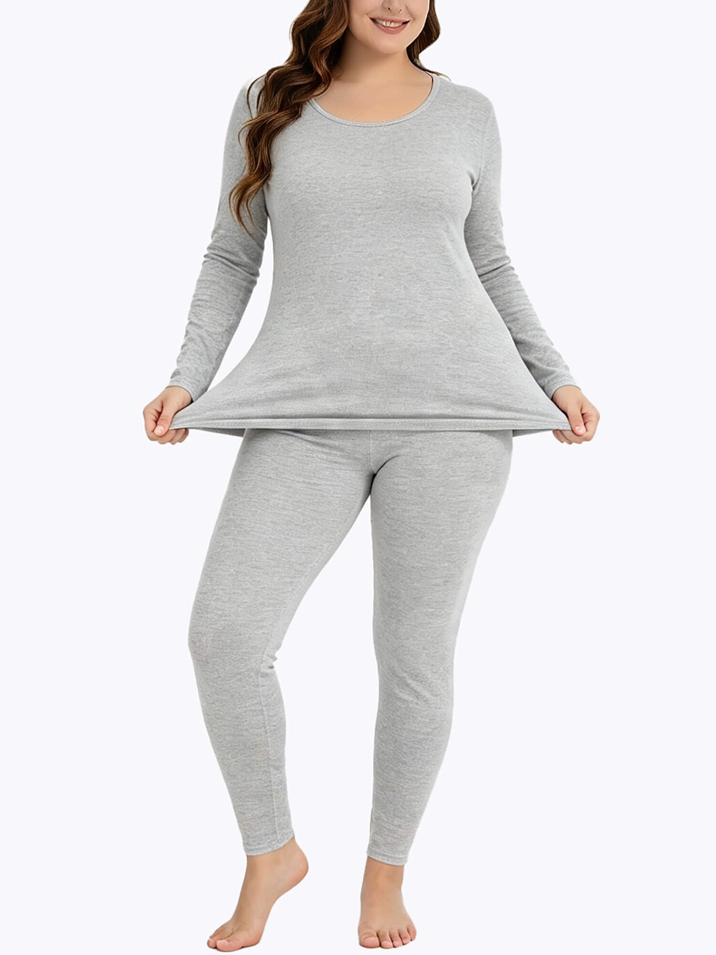 MANIFIQUE Plus Size Thermal Underwear for Women Long Johns Base Layer Top and Bottom Sets XL-5XL