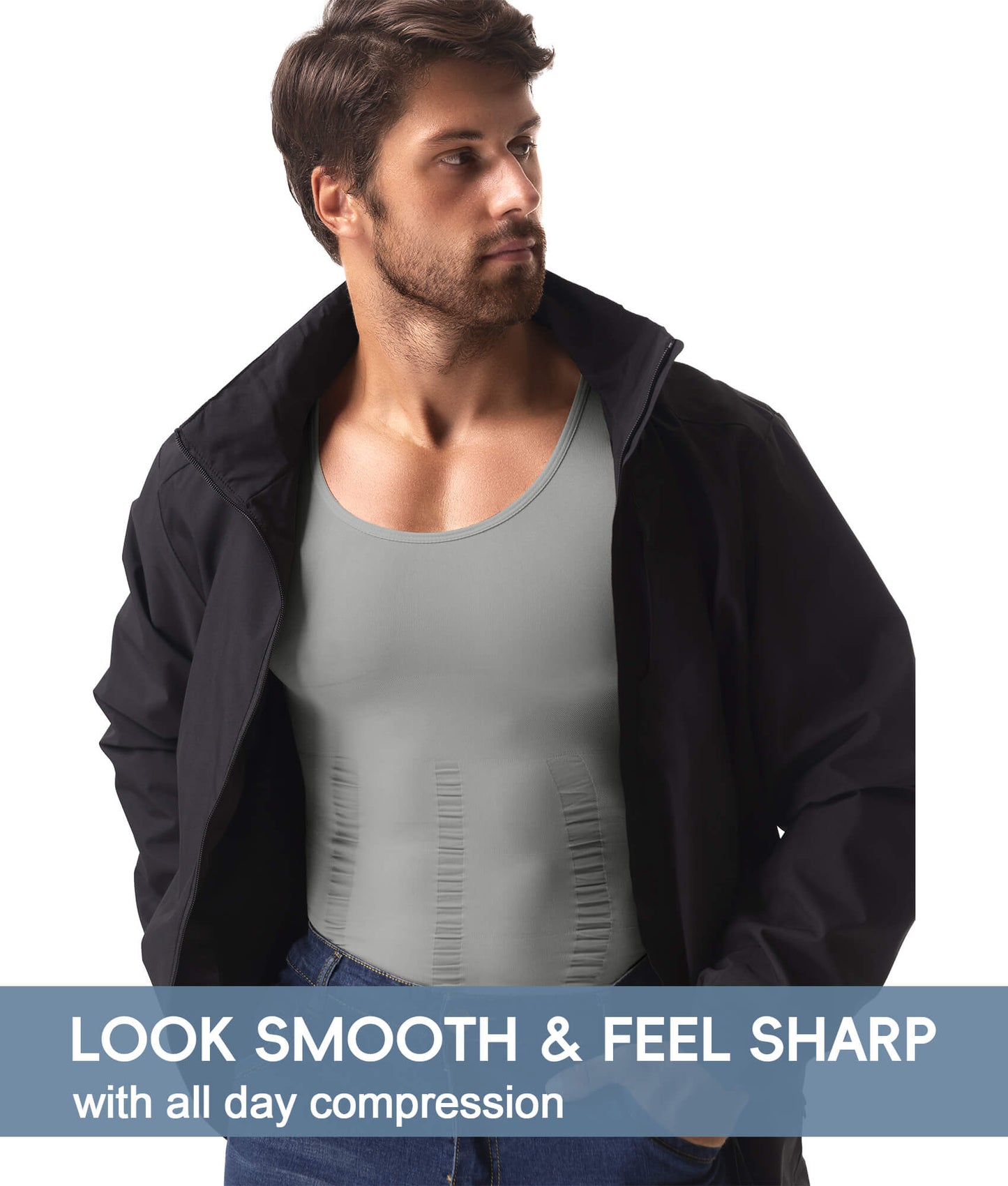 MANIFIQUE Gynecomastia Compression Shirts for Men, Tank Top Body Shaper, Fajas para Hombres, Slimming Undershirt