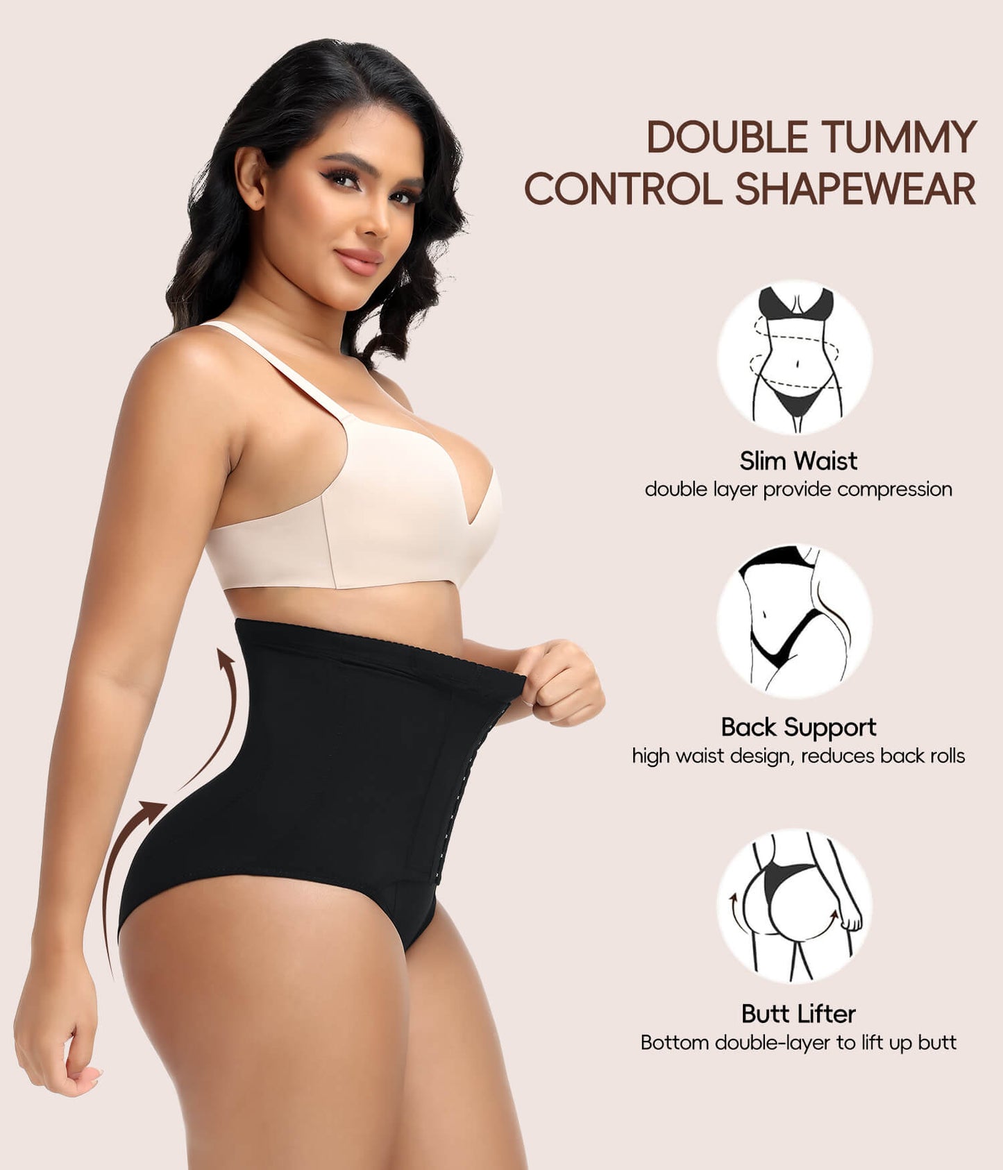 MANIFIQUE Tummy Control Shapewear for Women Faja Body Shaper Breathable High Waisted Butt Lifting Panties
