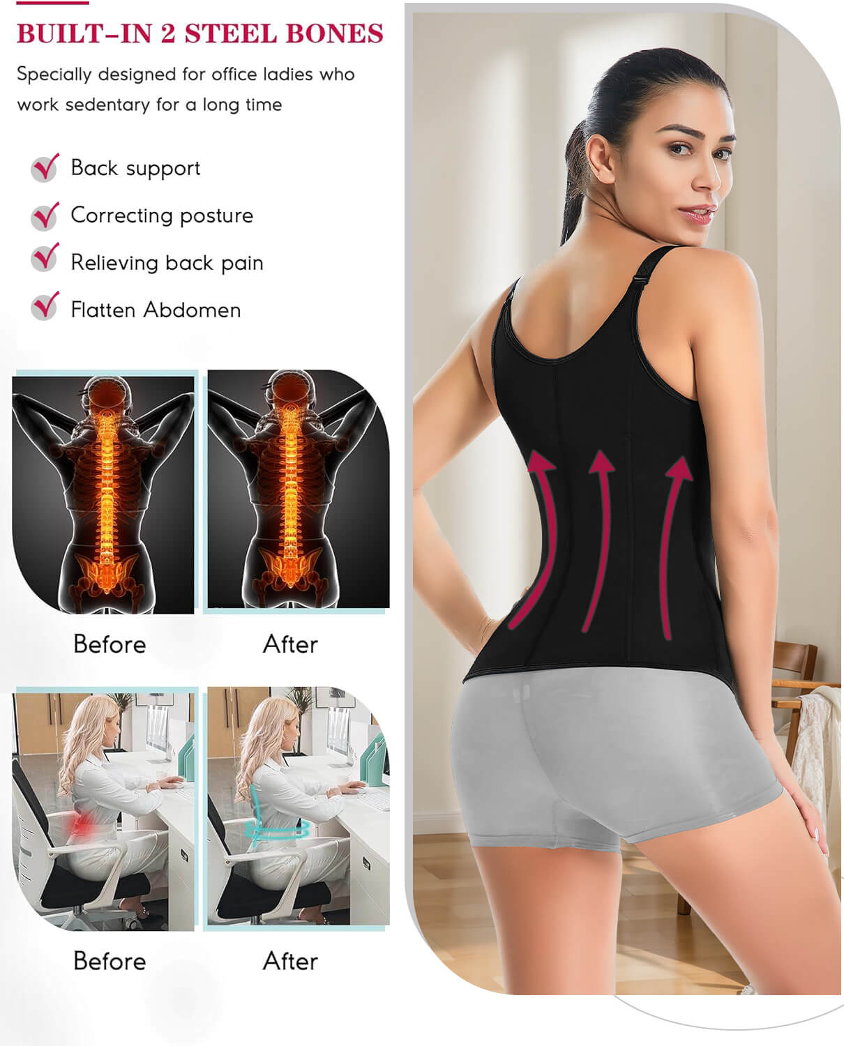 MANIFIQUE Waist Trainer for Women Corset Tops Tummy Control Shapewear Sport Girdle Workout Beige Vest