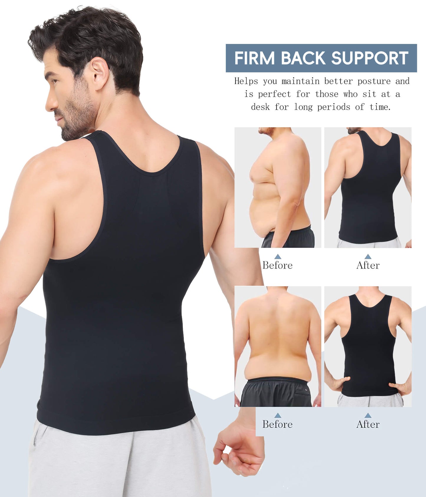 MANIFIQUE Compression Shirt Men Slimming Undershirt Body Shaper Vest, Gynecomastia Compression Tank Top, Shapewear Tummy Control