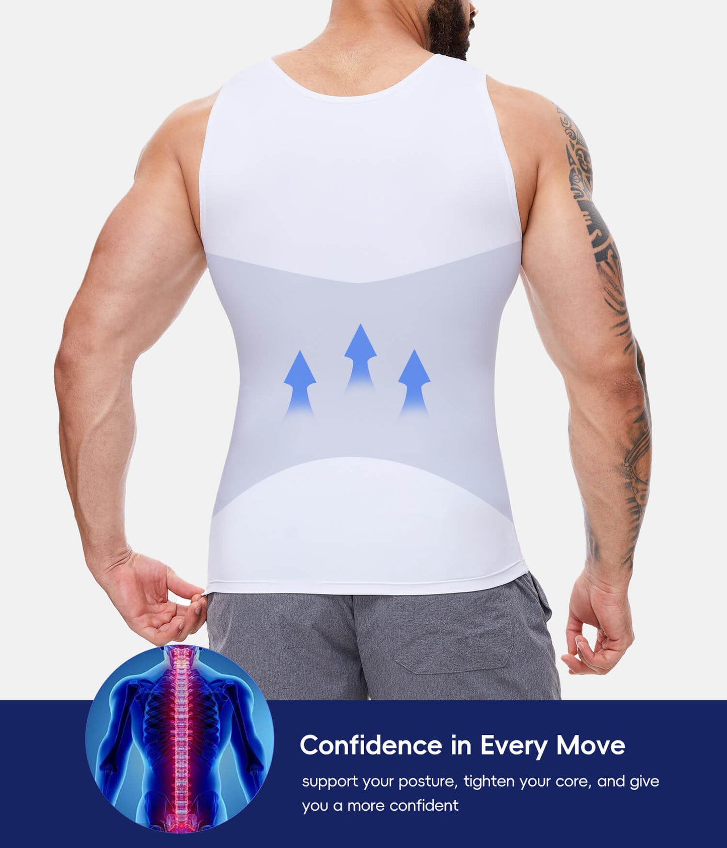 MANIFIQUE Gynecomastia Compression Shirts for Men, Tank Top Tummy Control Body Shaper, Slimming Undershirt