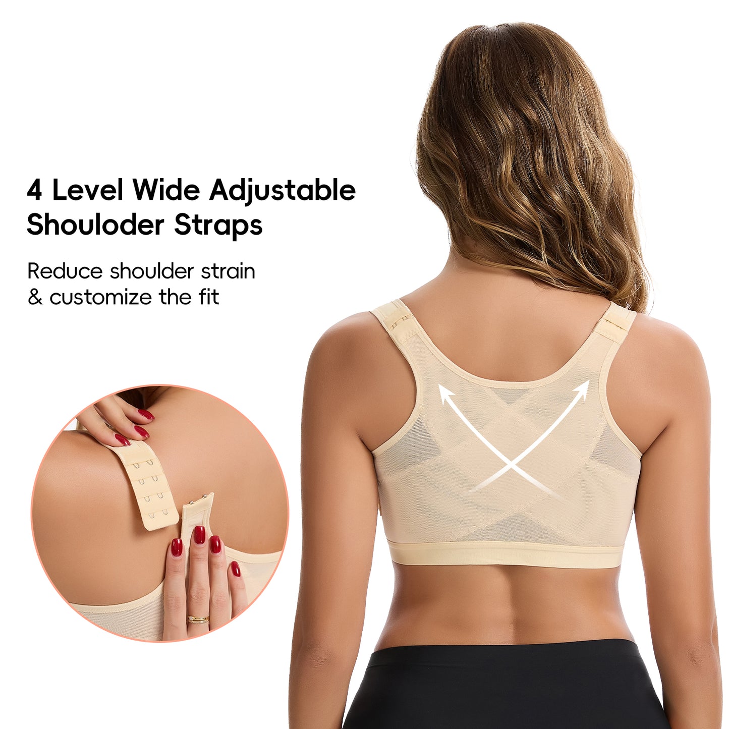 Vaslanda Mastectomy Bras for Women Front Closure Post Surgery Compression Bras Breast Augmentation Mastectomy Bra