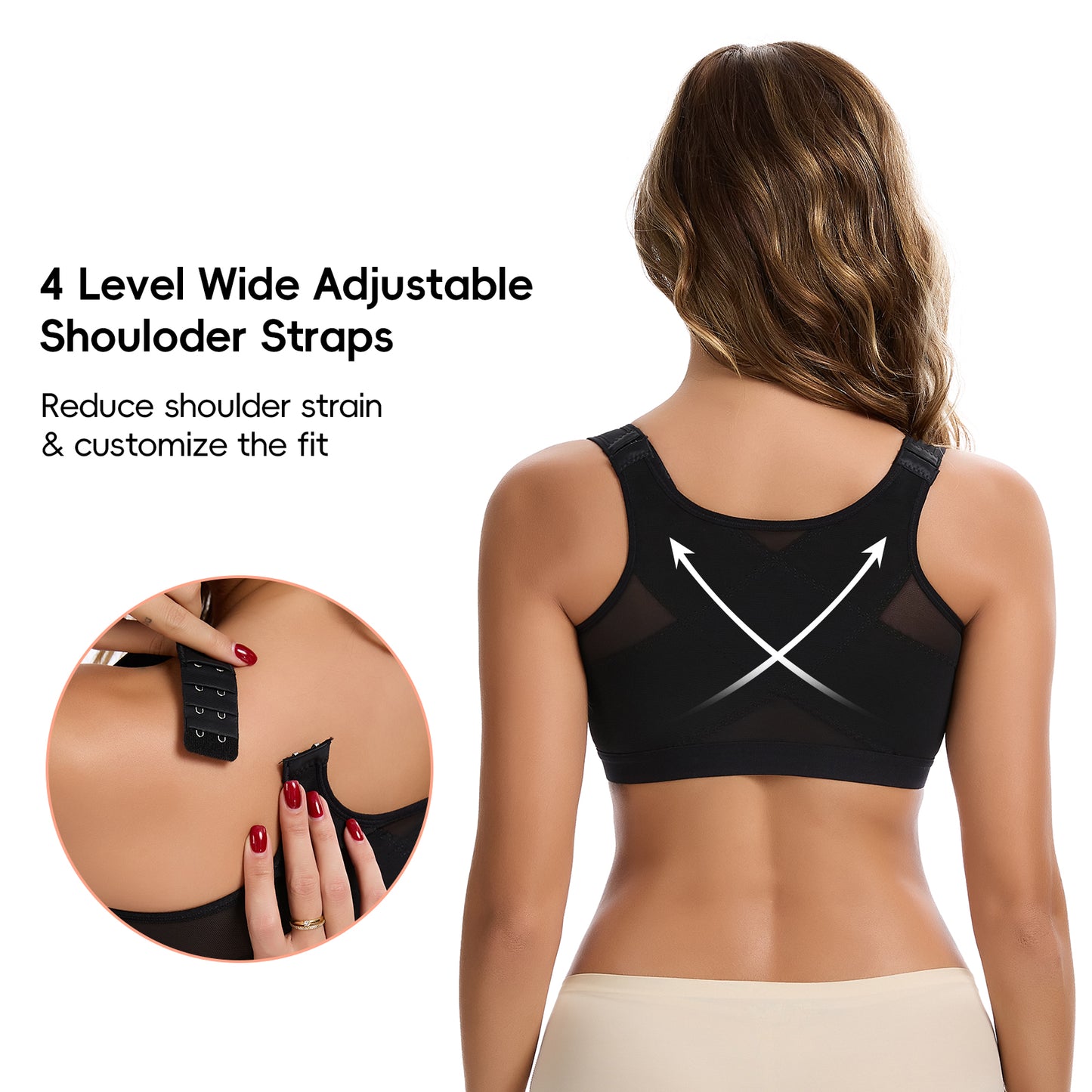 Vaslanda Mastectomy Bras for Women Front Closure Post Surgery Compression Bras Breast Augmentation Mastectomy Bra