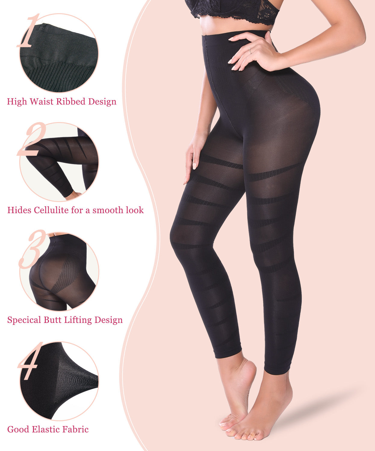 MANIFIQUE 2 Pieces Compression Leggings for Women Tummy Control Butt Lifting Shapewear High Waist Thigh Slimmer Pants Body Shaper