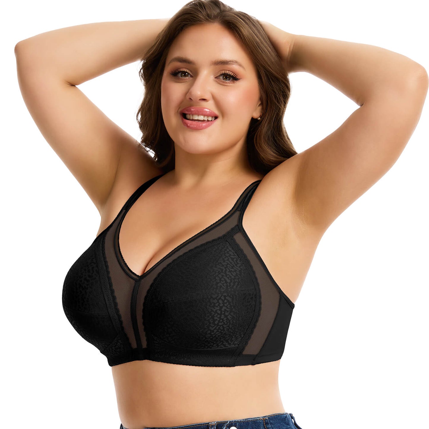 MANIFIQUE Women's Full Figure Minimizer Bras Comfort Large Busts Wire-Free Non Padded Plus Size Bra