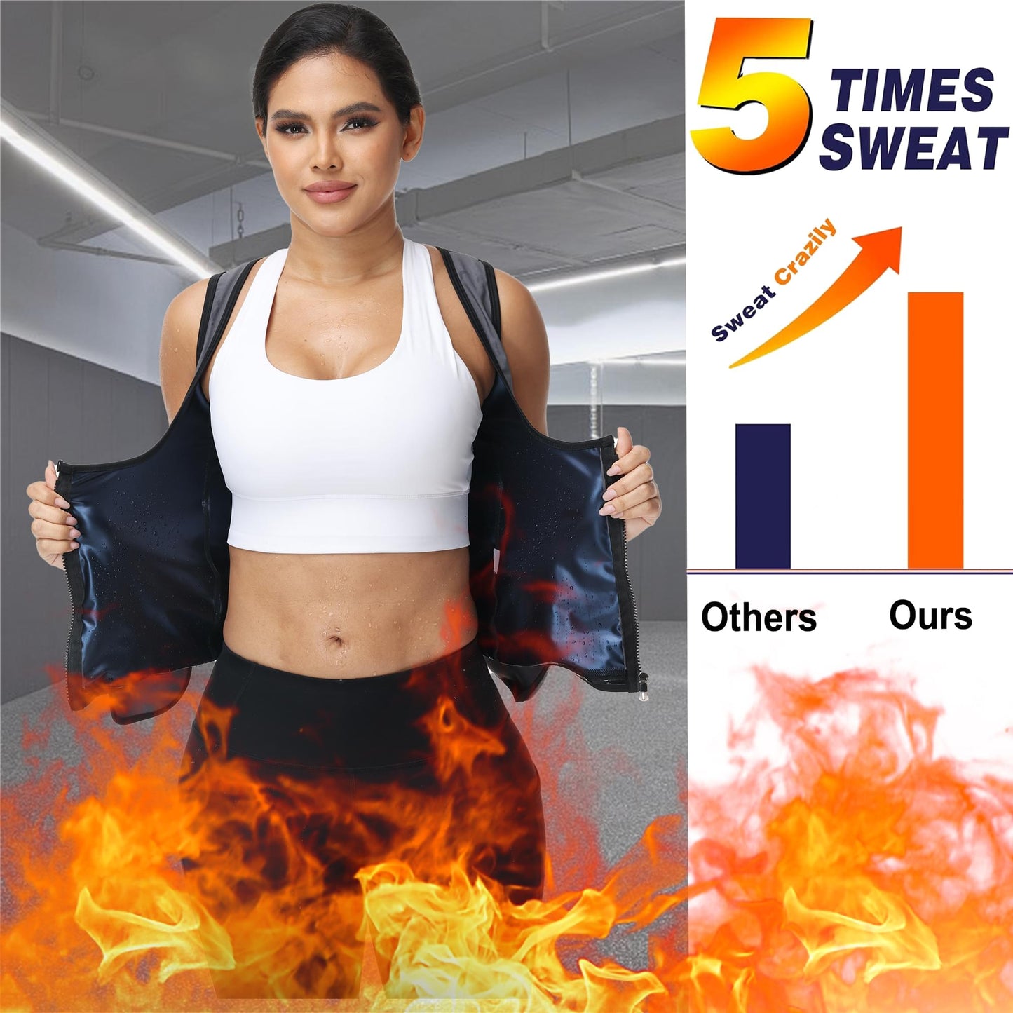 COMFREE Women Sauna Suit Waist Trainer Vest With Zipper Sweat Tank Top Body Shaper With Trimmer Belt
