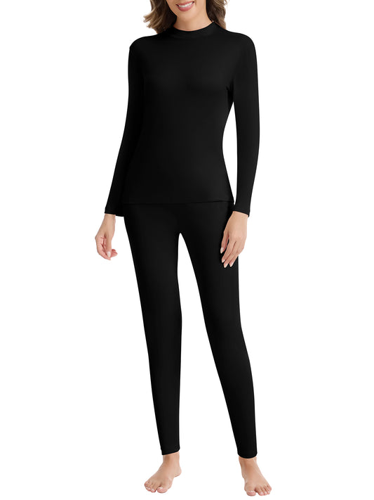 Vaslanda Women's Mock Neck Thermal Underwear Sets Long Johns Long Sleeve Base Layer Pajama Top and Leggings Set Cold Weather S-3XL