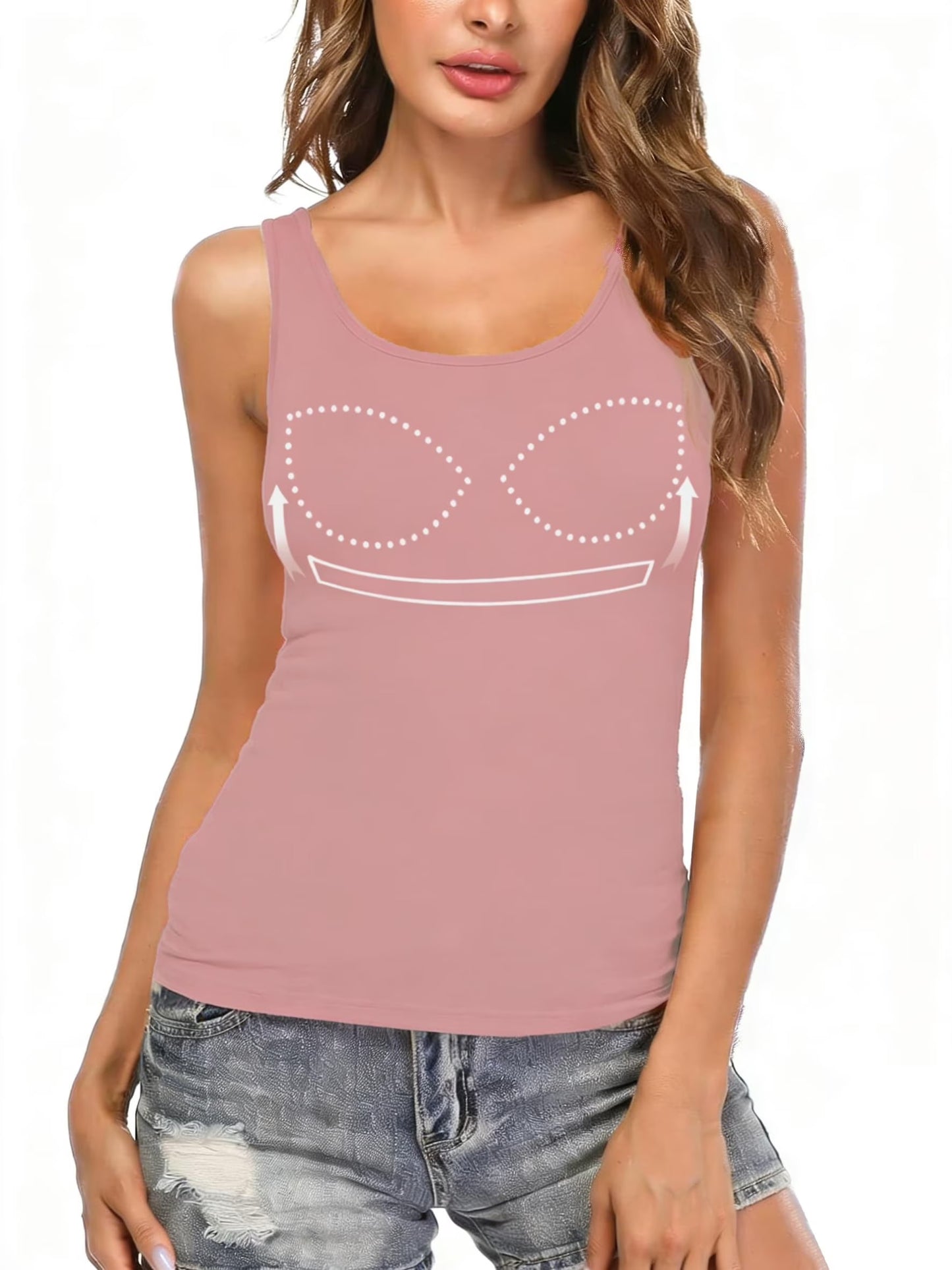CARCOS Womens Tank Tops with Built in Shelf Bra Plus Size Basic Stretchy Padded Camisole Casual Layering Tanks Undershirt