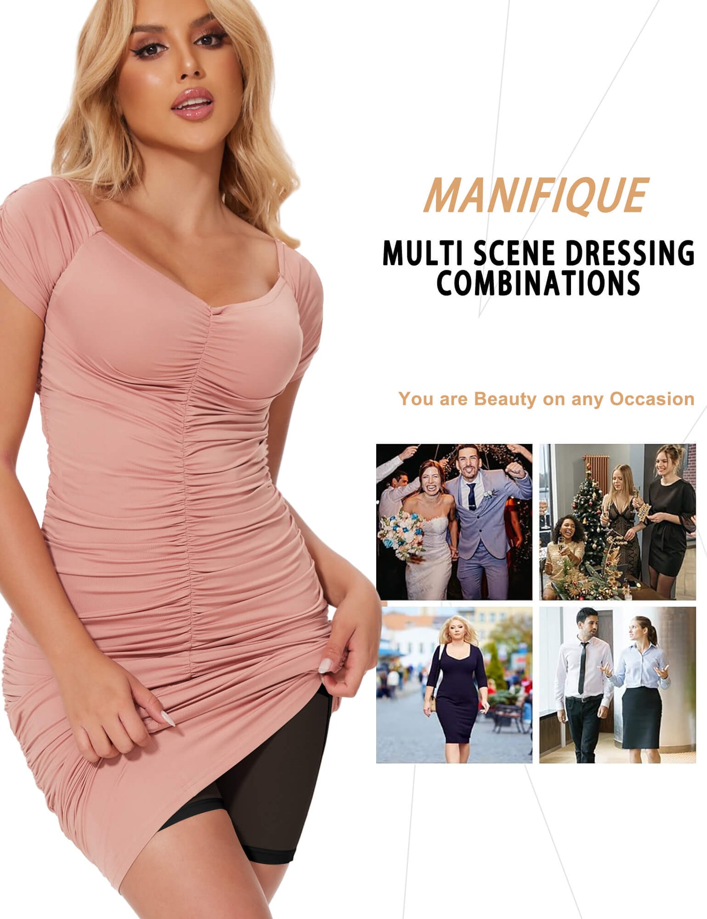 MANIFIQUE Shapewear for Women Tummy Control, High Waisted Body Shaper Shorts Butt Lifting Panties Thigh Slimmer Girdle