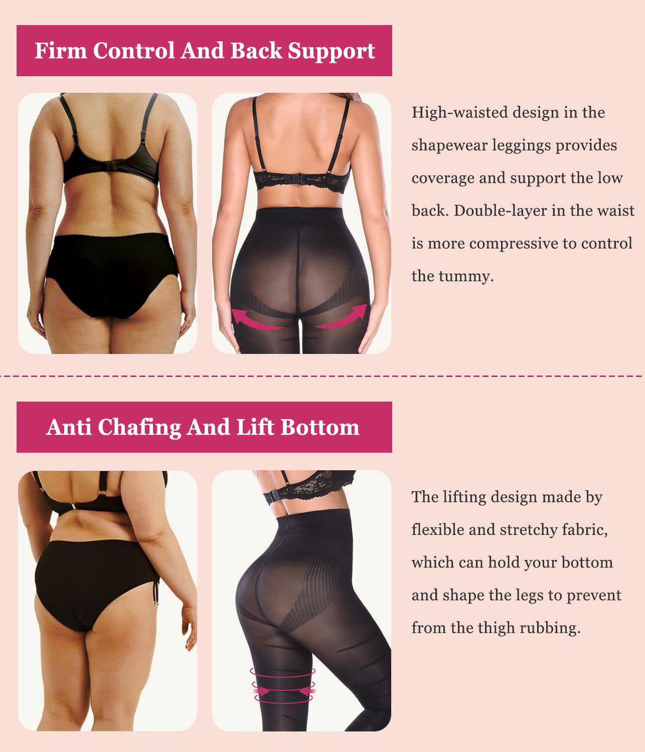 MANIFIQUE 2 Pieces Compression Leggings for Women Tummy Control Butt Lifting Shapewear High Waist Thigh Slimmer Pants Body Shaper
