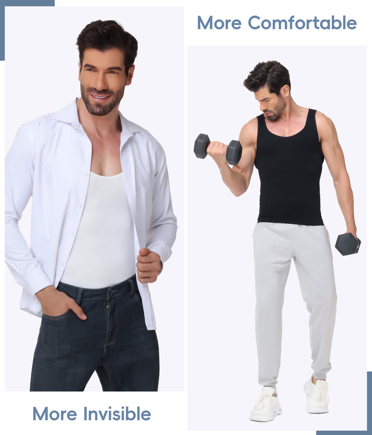 MANIFIQUE Compression Shirt Men Slimming Undershirt Body Shaper Vest, Gynecomastia Compression Tank Top, Shapewear Tummy Control