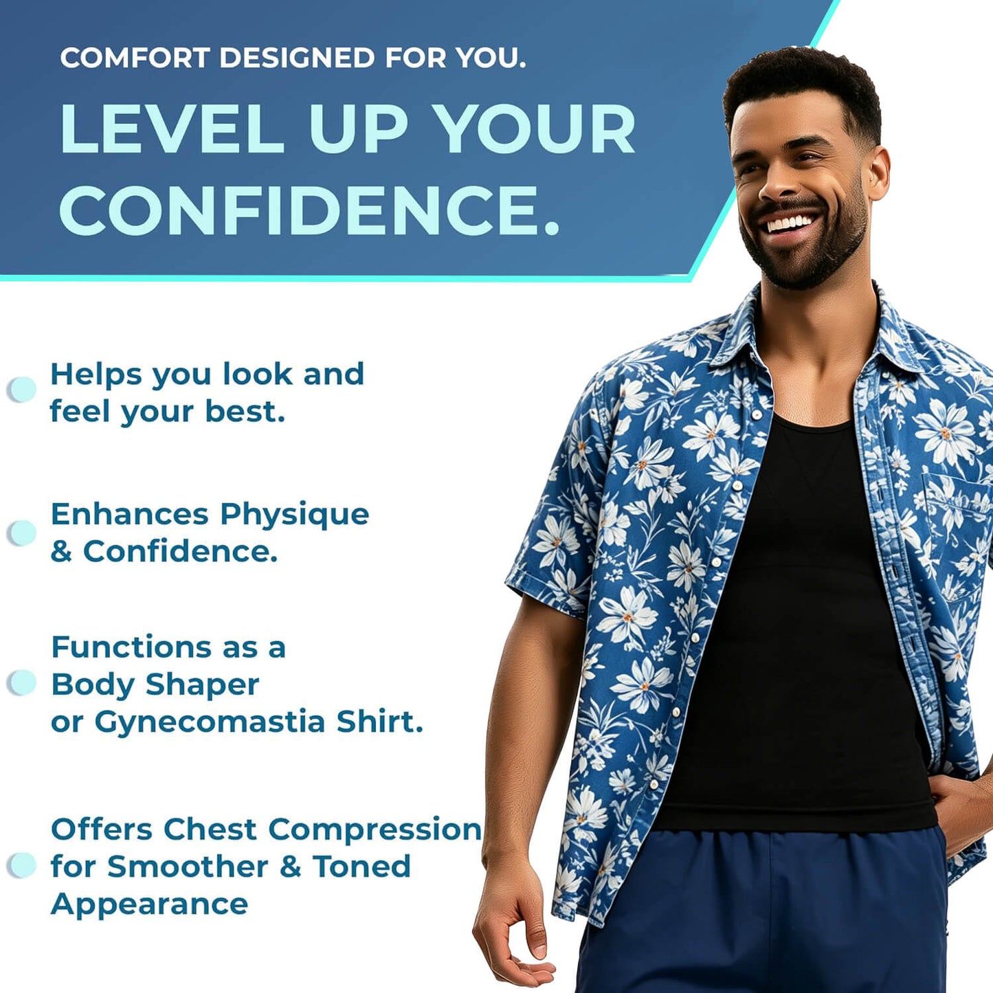 MANIFIQUE Gynecomastia Compression Shirts for Men - Sleeveless Slimming Undershirts Body Shaper Workout Tank Top