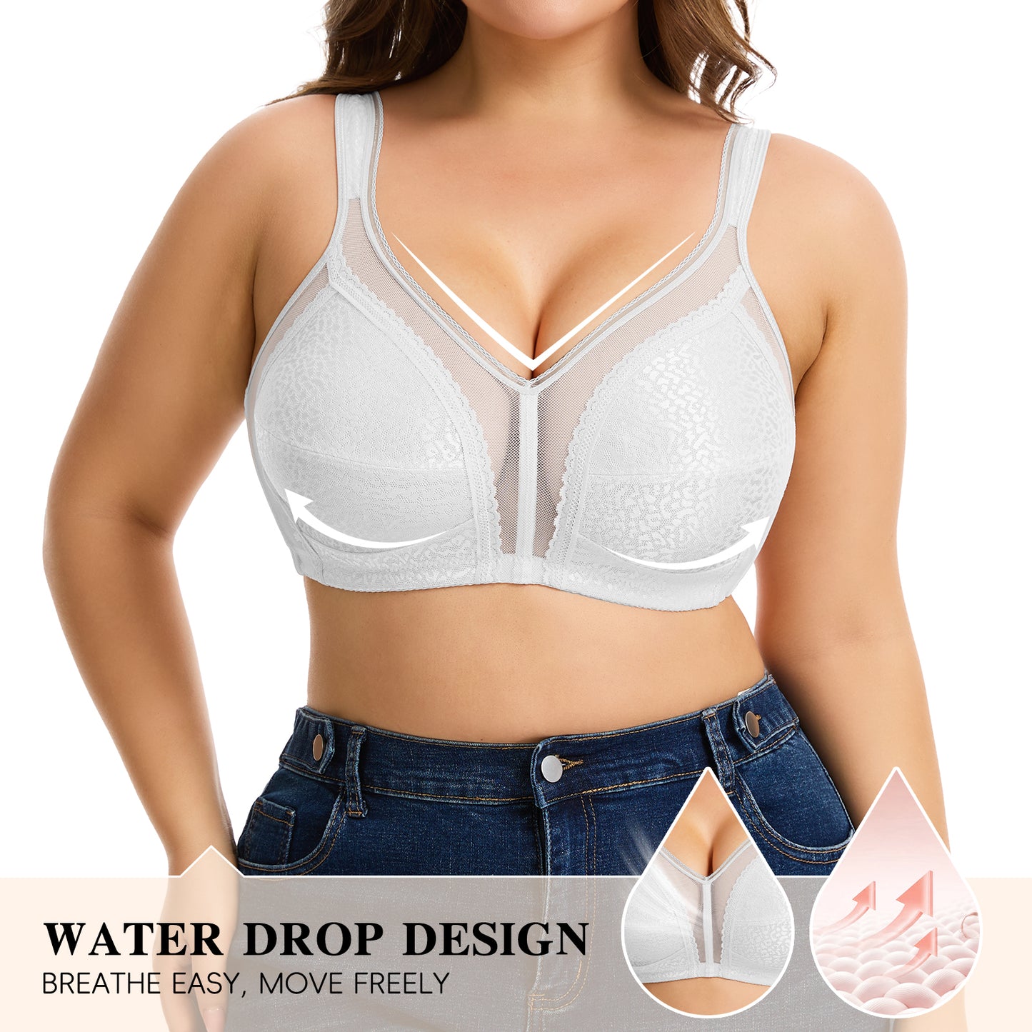 Vaslanda Women's Plus Size Full Coverage Bra Wireless Minimizer Bra No Underwire Comfort Everyday Bra for Full Figure XL-4XL