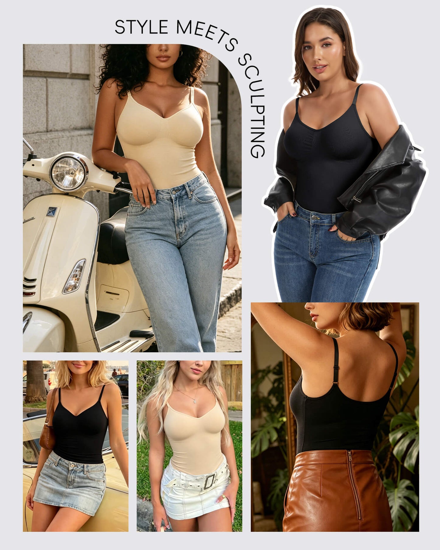 MANIFIQUE Shapewear Cami for Women - Waist Shaping Top, Seamless Compression V Neck Camisole
