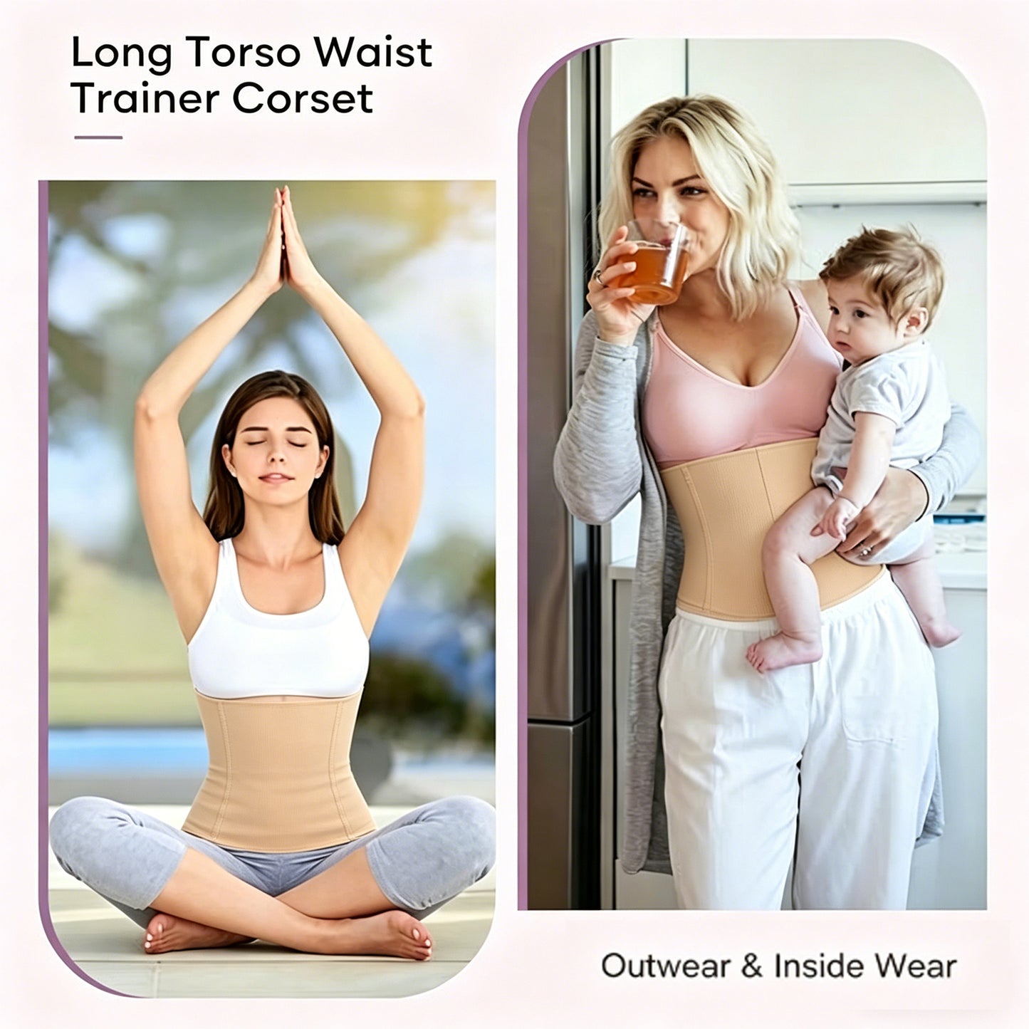 Vaslanda Waist Trainer for Women Tummy Control Postpartum Underbust Seamless Firm Shaping Waist Trainer