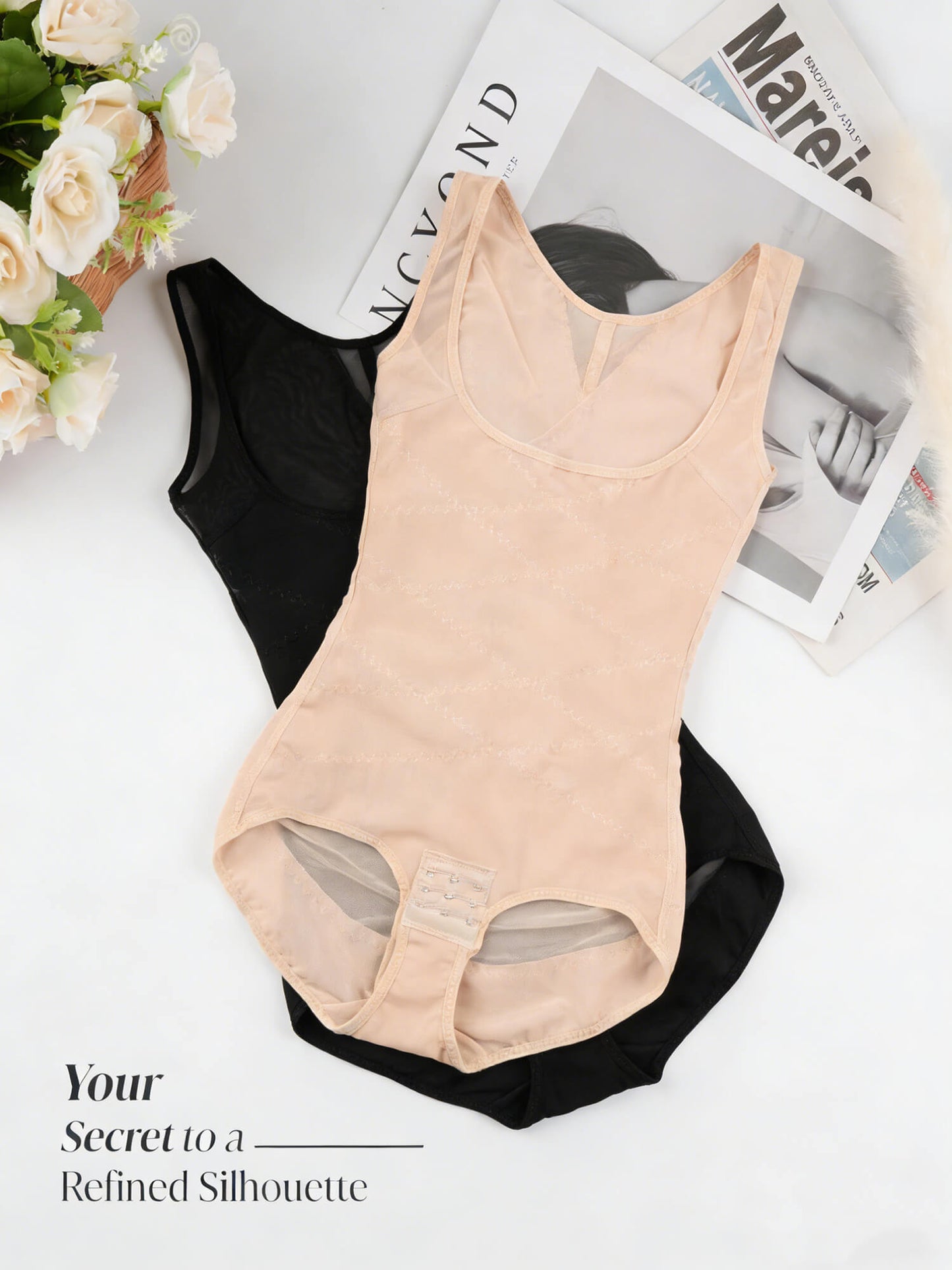MANIFIQUE 2 Packs Shapewear Bodysuit for Women Tummy Control Butt Lifter Panty Hi-Waist Trainer Stomach Body Shaper Slimming Girdles
