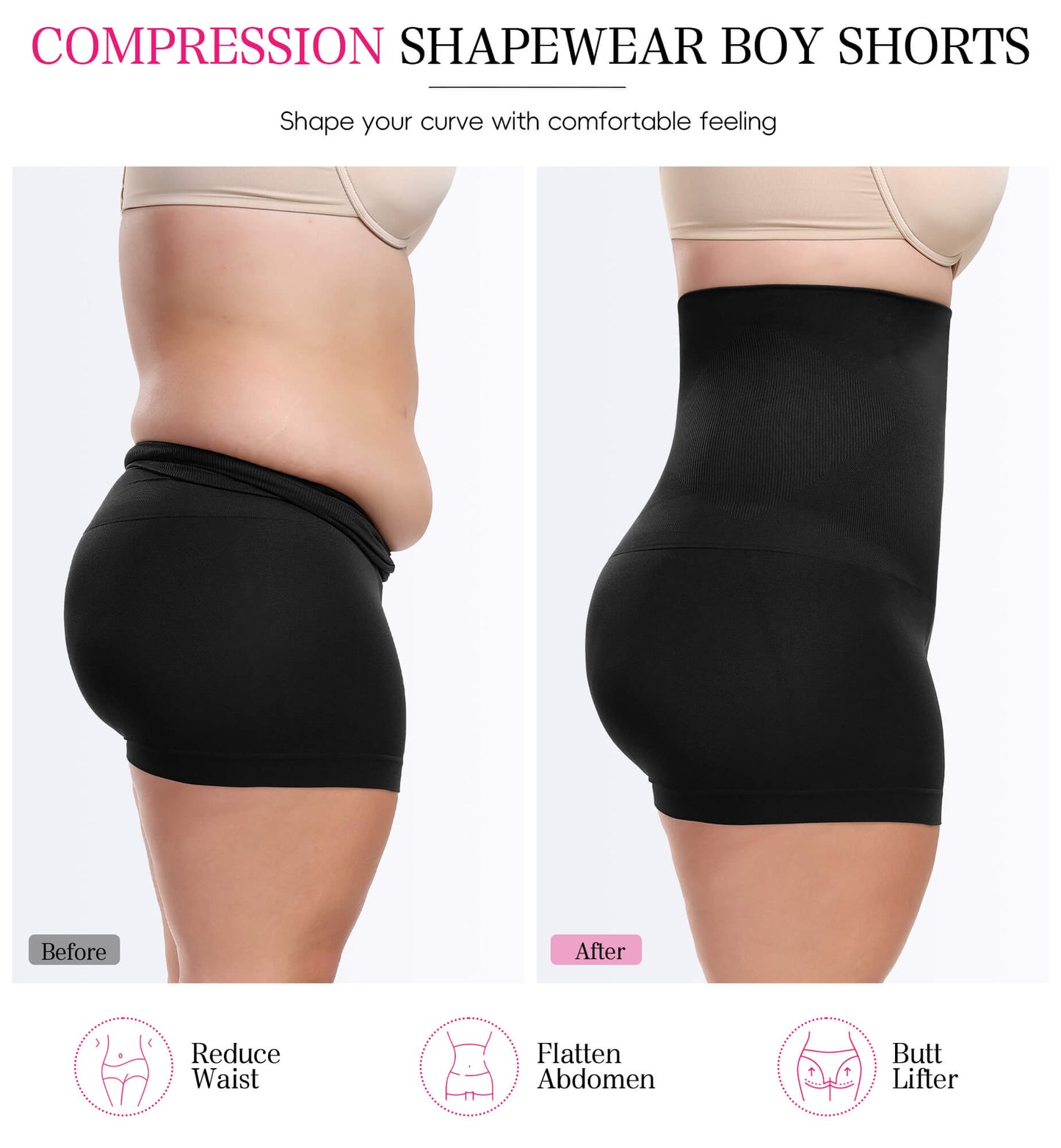 MANIFIQUE Plus Size Shapewear Shorts - High Compression Shapewear for Women Tummy Control - Boy Shorts for Women