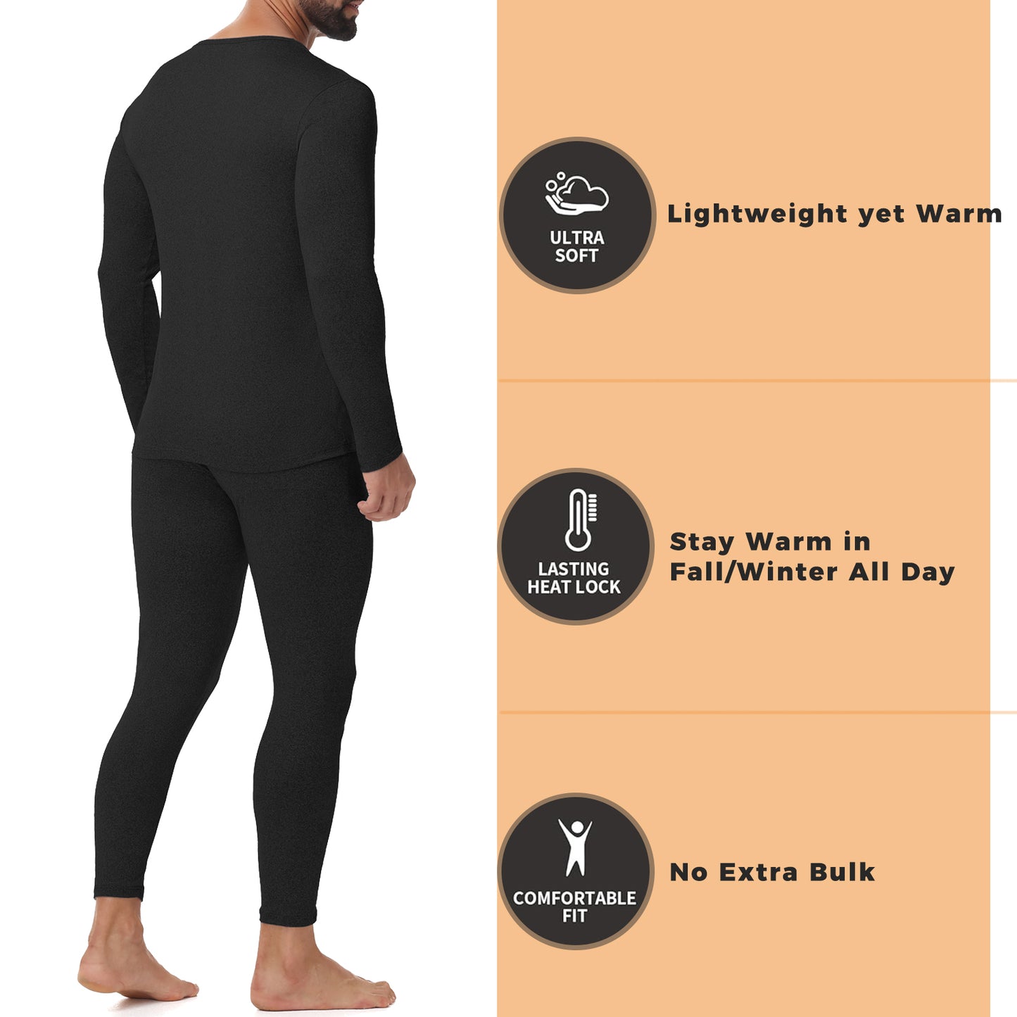 Lalamelon Men's Thermal Underwear Sets Top & Long Johns Breathable Quick Drying Thermo Base Layer