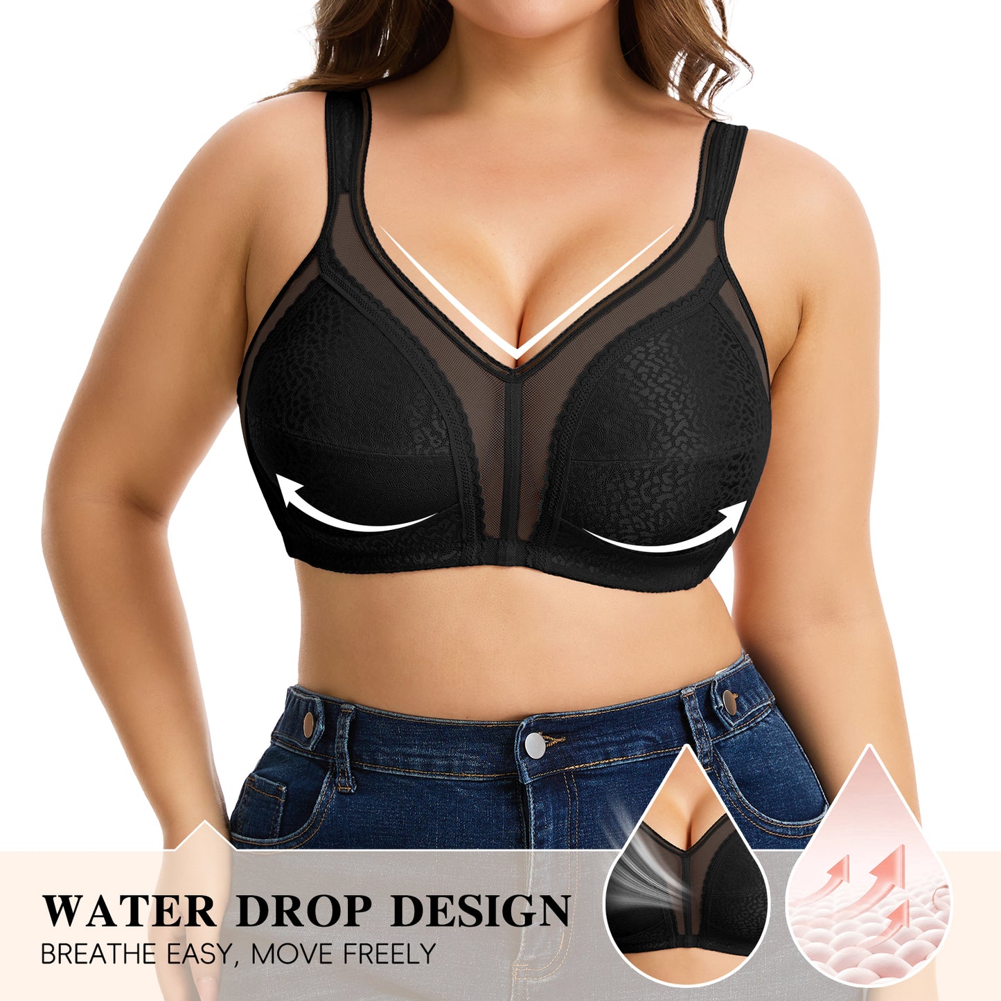 Vaslanda Women's Plus Size Full Coverage Bra Wireless Minimizer Bra No Underwire Comfort Everyday Bra for Full Figure XL-4XL