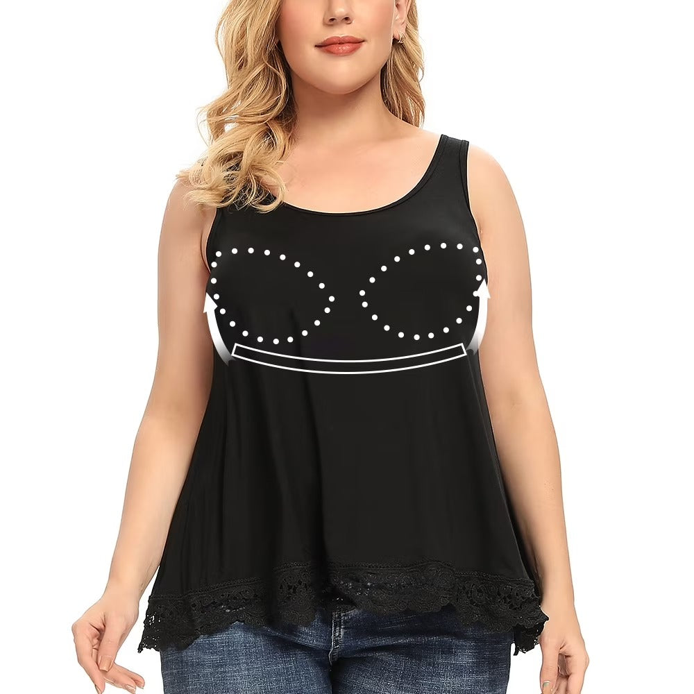 COMFREE Women's Camisole with Built in Bra Plus Size Tank Top Cami Flowy Casual Tops with Adjustable Strap (S-4XL)