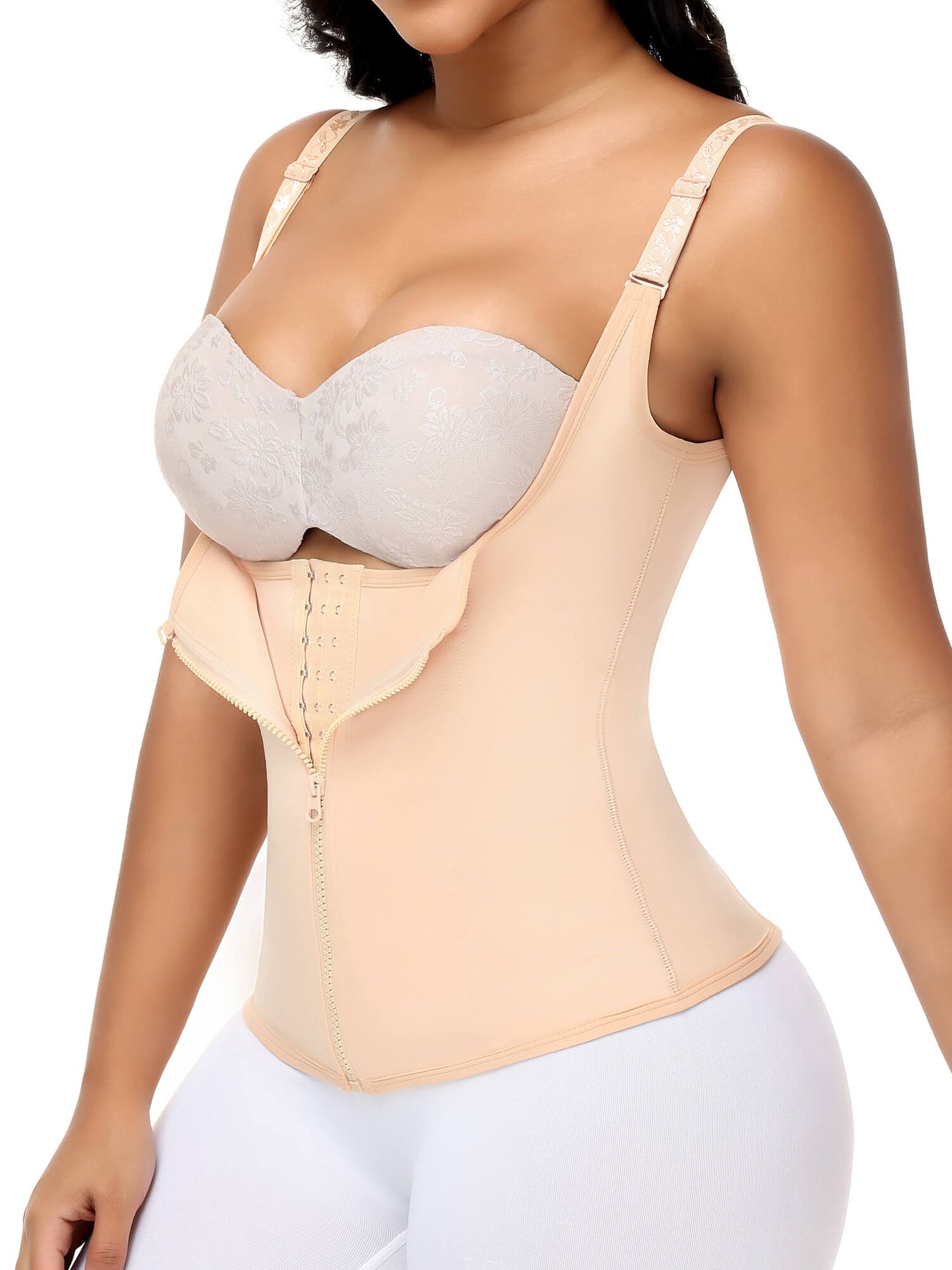 MANIFIQUE Waist Trainer for Women Corset Tops Tummy Control Shapewear Sport Girdle Workout Beige Vest