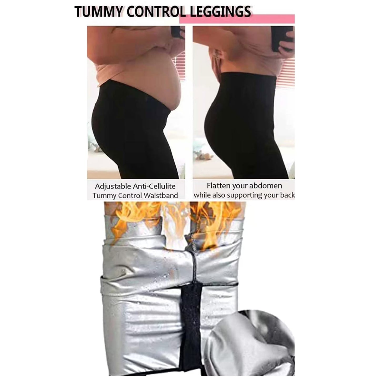 COMFREE Sauna Sweat Suit for Women High Waist Compression Leggings Waist Trainer Body Shaper Sauna Suit