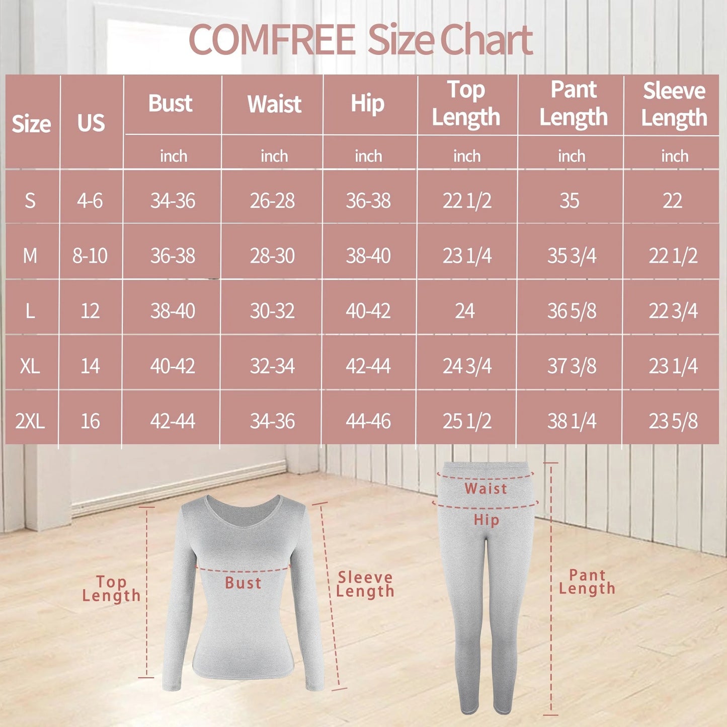 COMFREE Thermal Underwear for Women, Ultra Soft Long Johns Set Base Layer Top and Bottom for Cold Weather